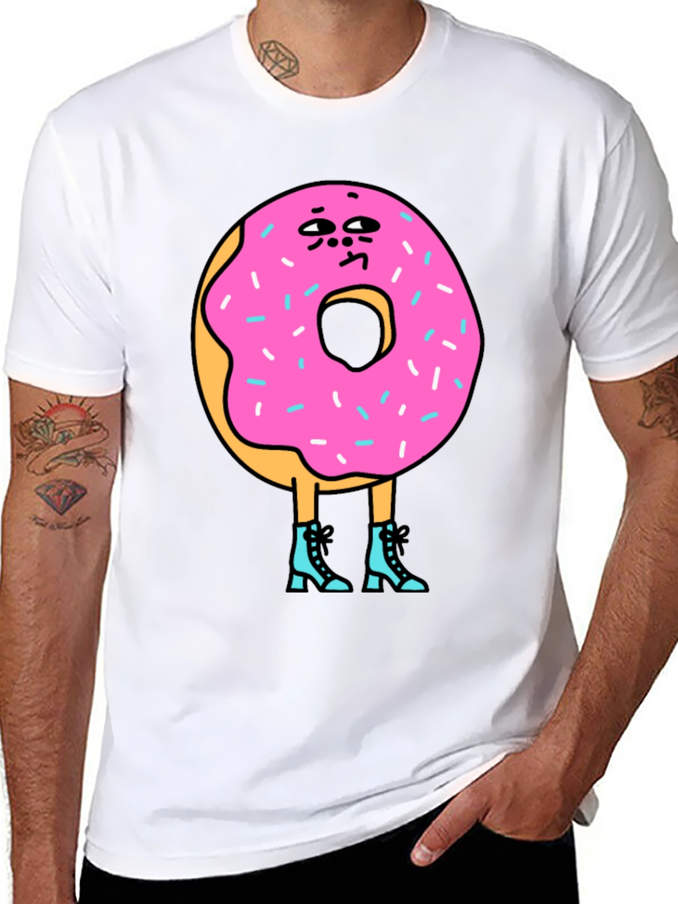 Black Donut Character Graphic T-Shirt view 8