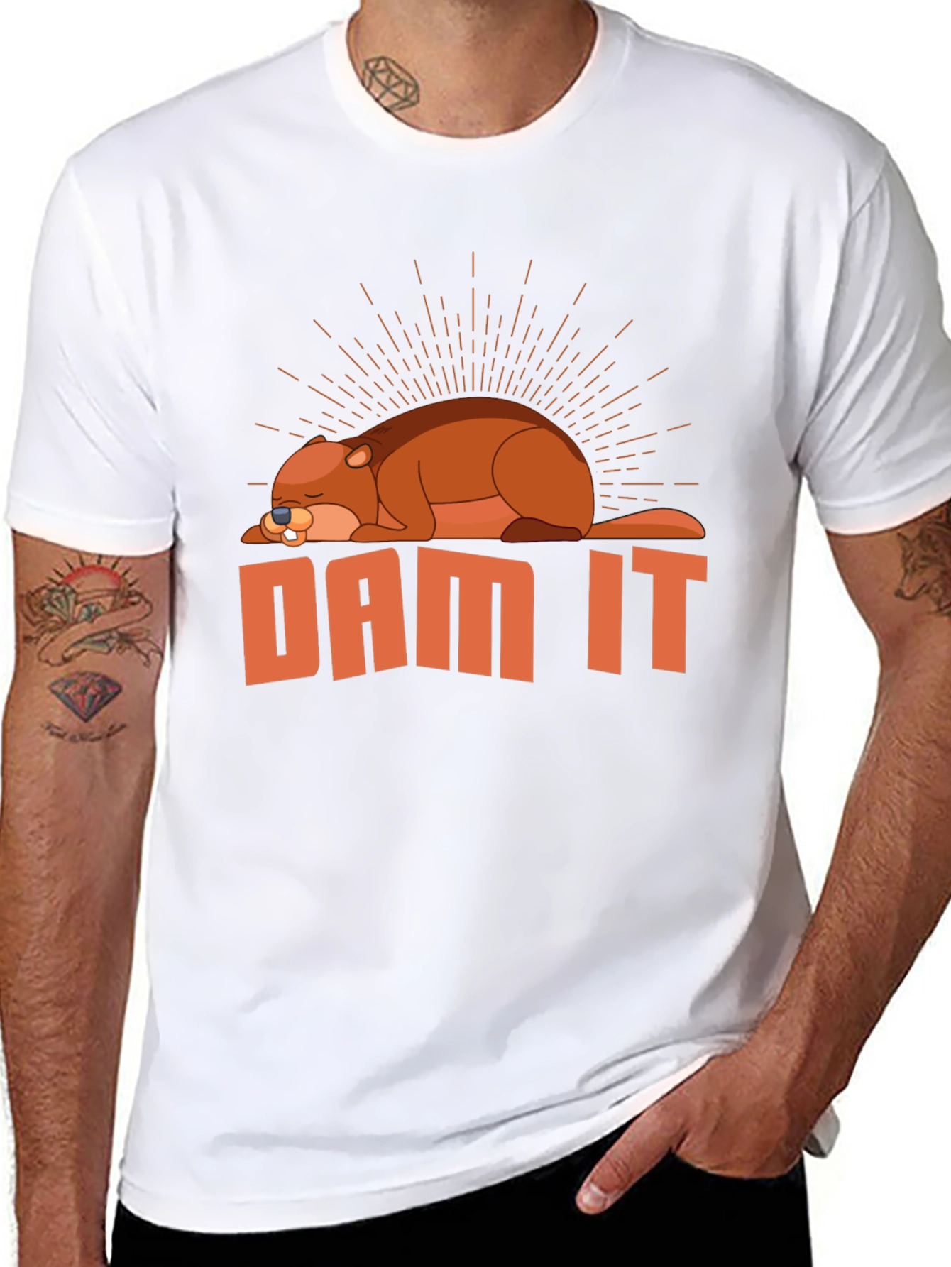 Black Dam It Beaver T-Shirt - Funny Graphic Tee view 8