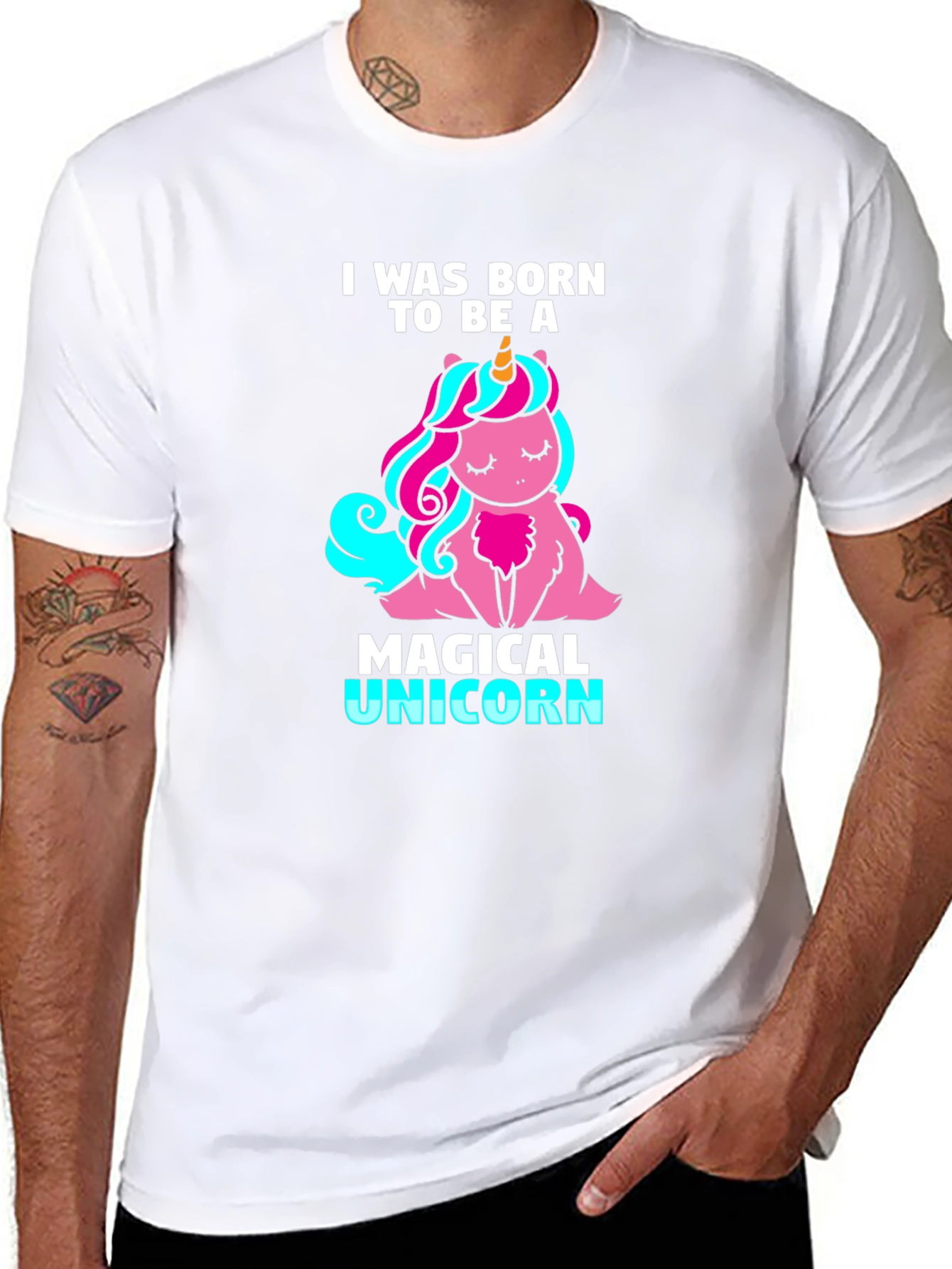 Black Magical Unicorn Graphic Tee - Born To Be A Unicorn T-Shirt view 8