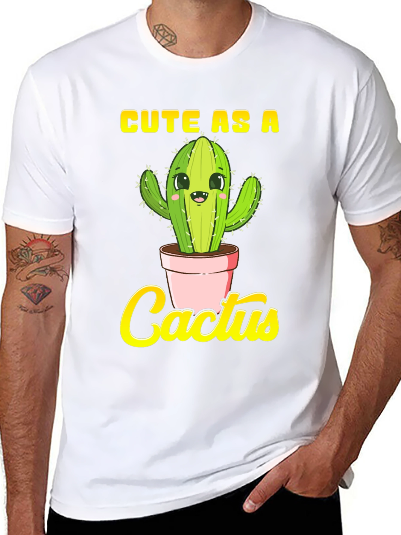 Black Cute as a Cactus Graphic Tee - Unisex Black Shirt view 8