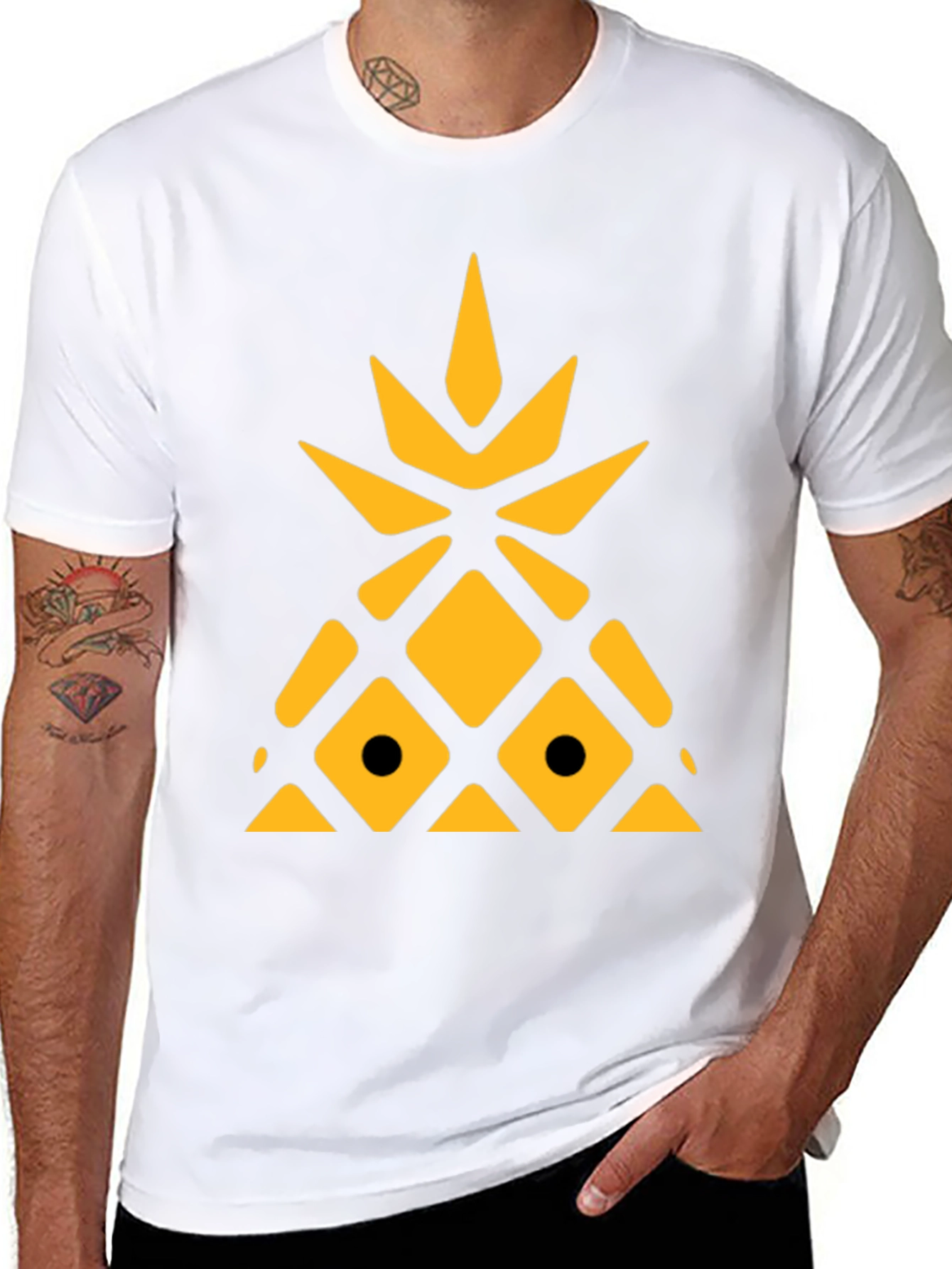 Black Geometric Pineapple Graphic Tee view 8