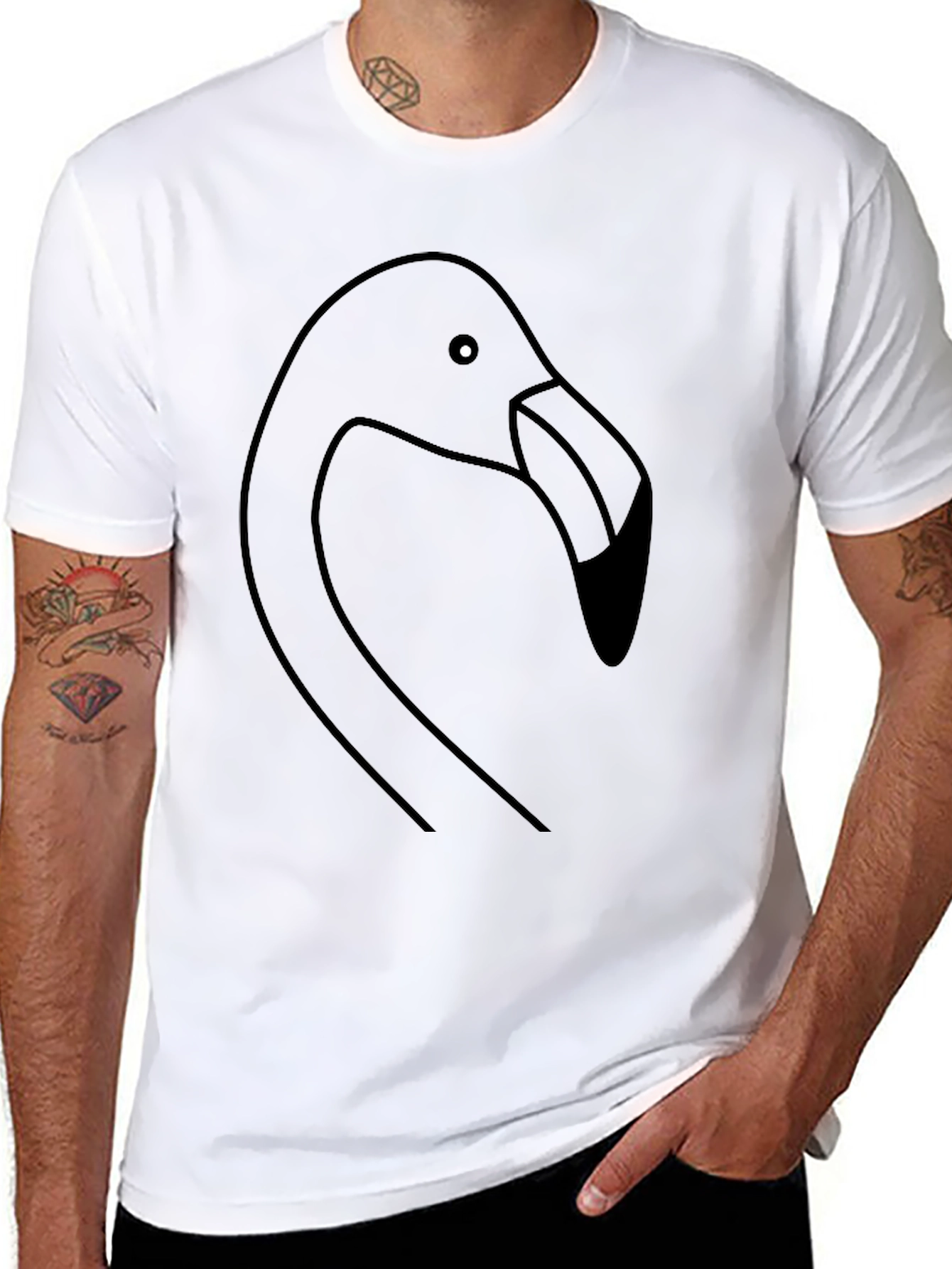 Black Minimalist Flamingo T-Shirt - Black view 8