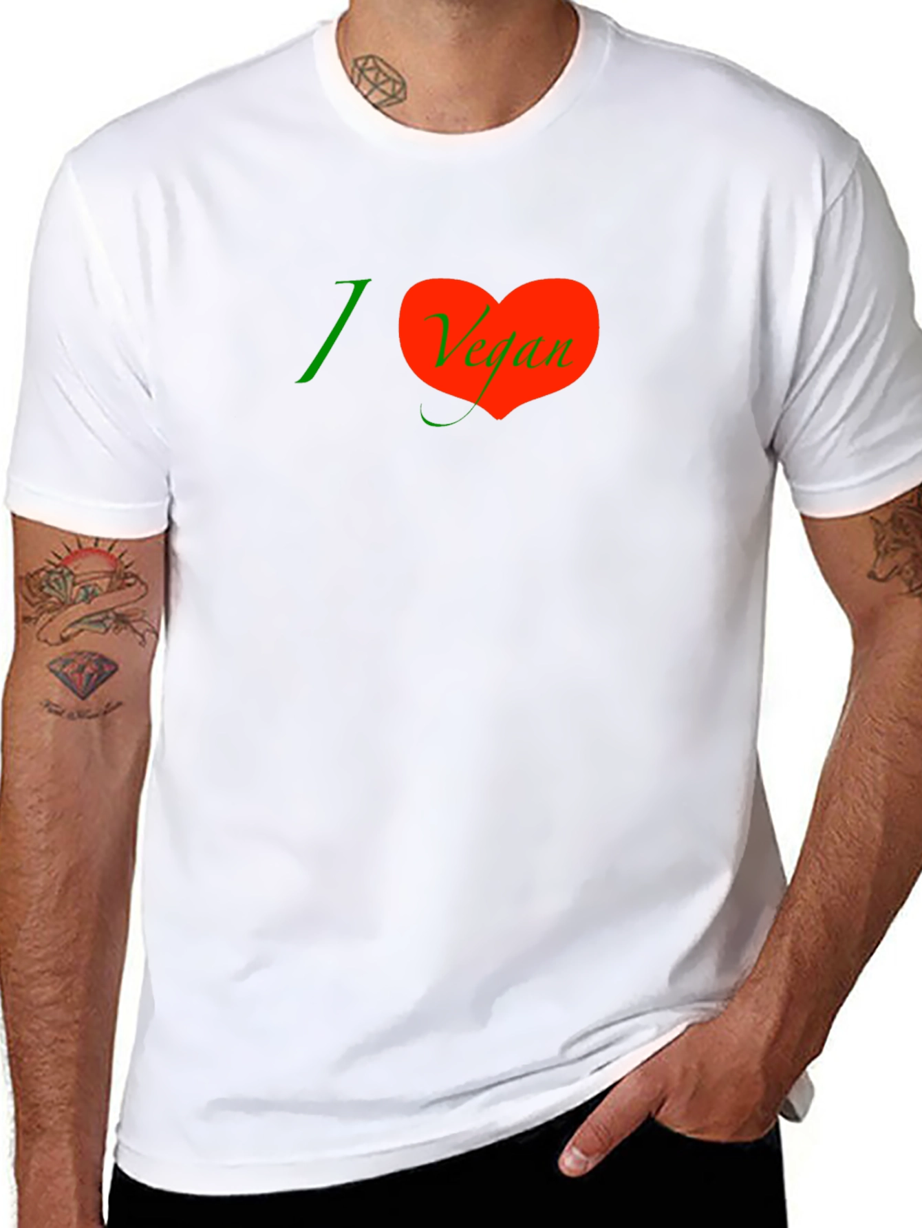 Black I Heart Vegan Graphic Tee - Black Short Sleeve T-Shirt view 8