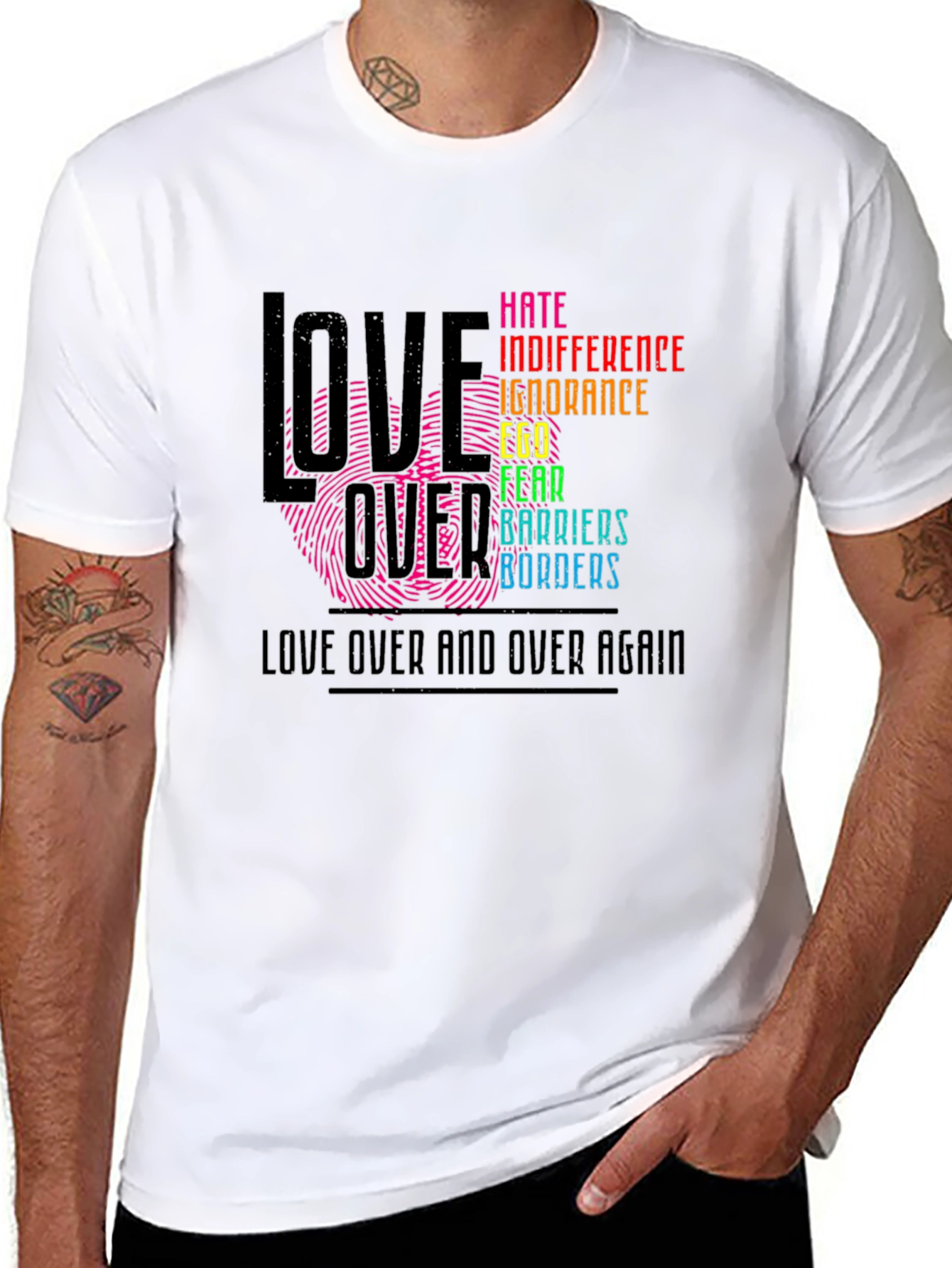 Black Love Over Hate Graphic T-Shirt view 8
