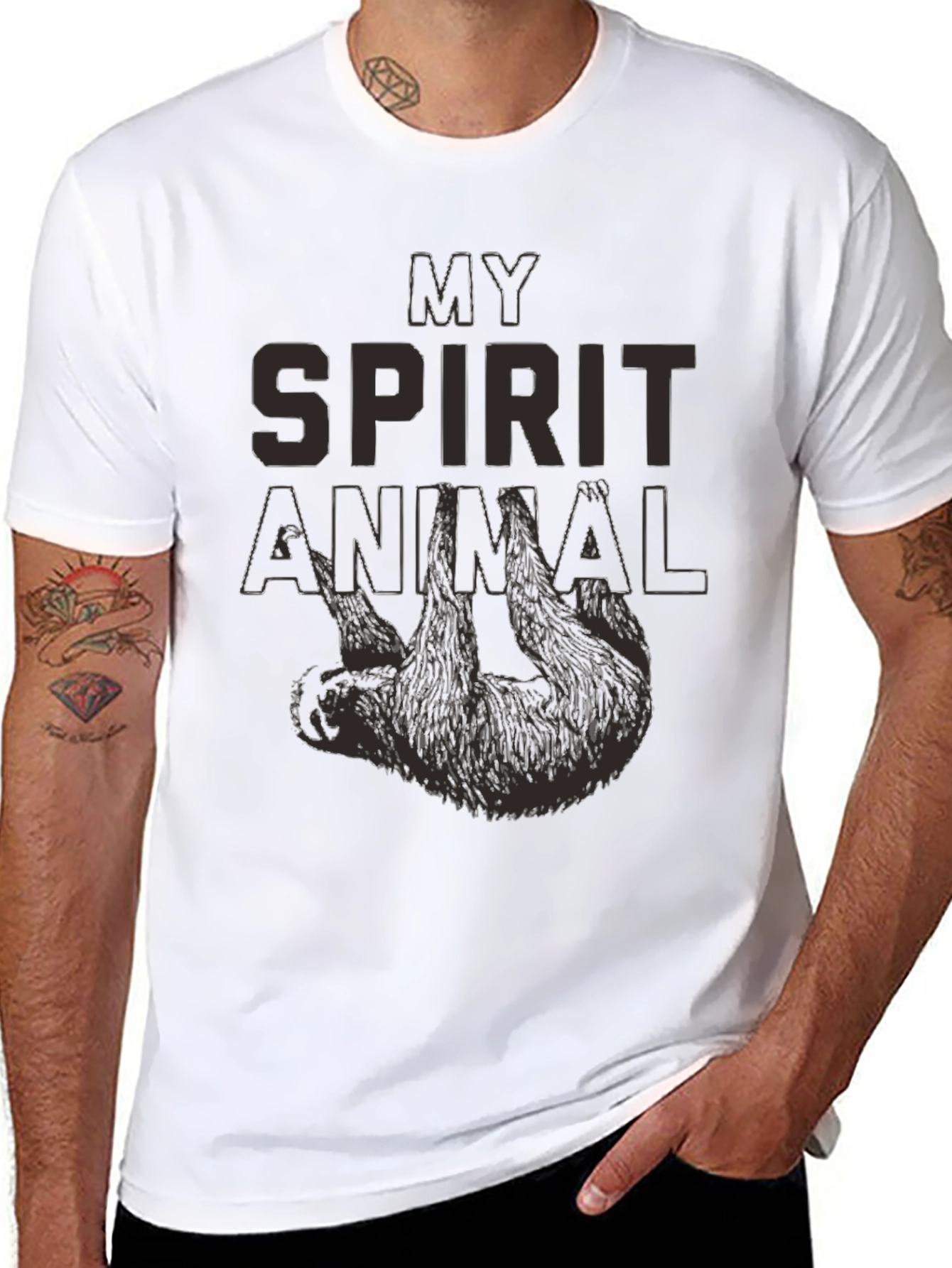 Black My Spirit Animal Sloth Graphic T-Shirt - Relaxed Fit view 8