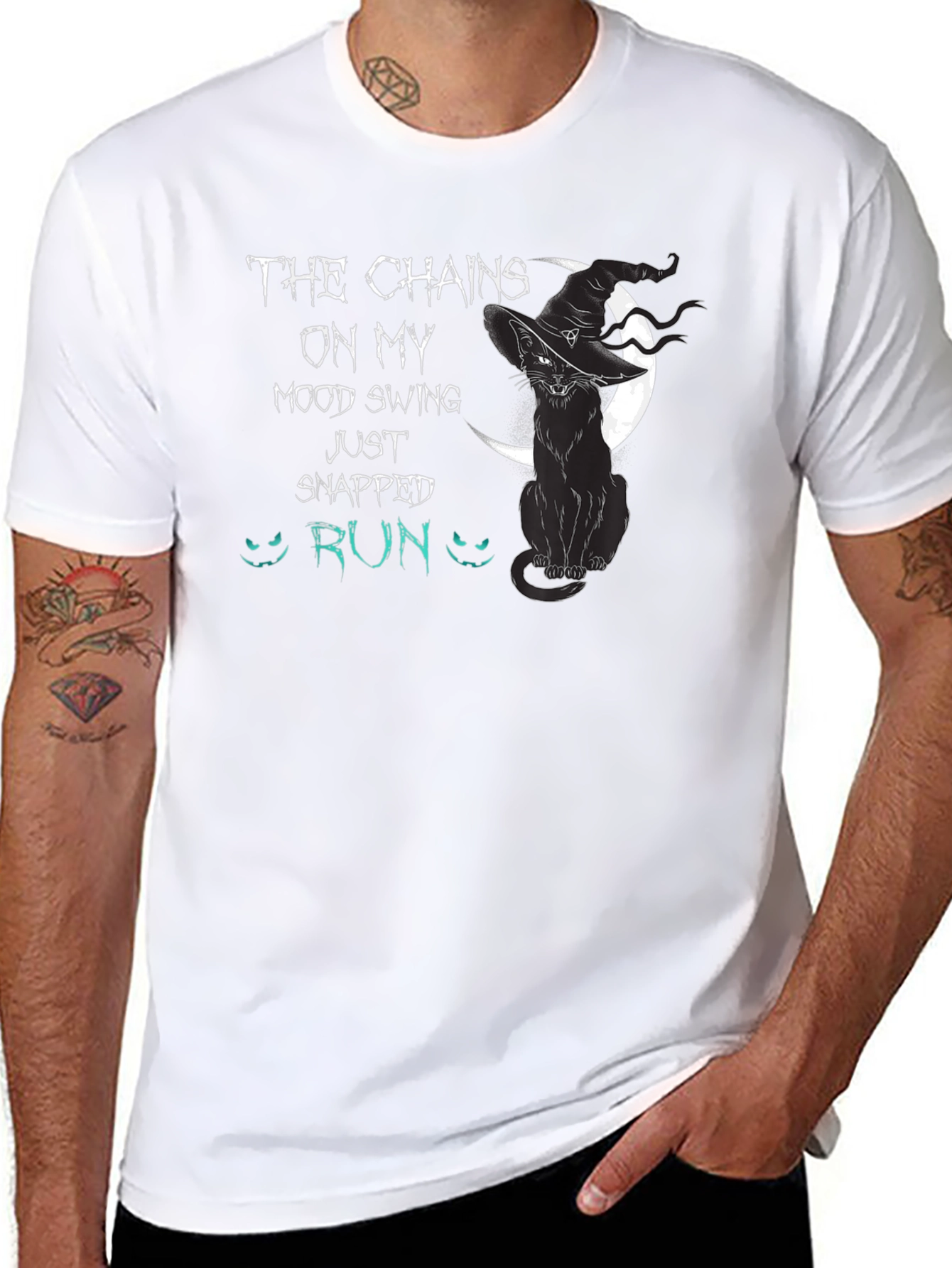 Black Chains on My Mood Swing Black Cat T-Shirt view 8