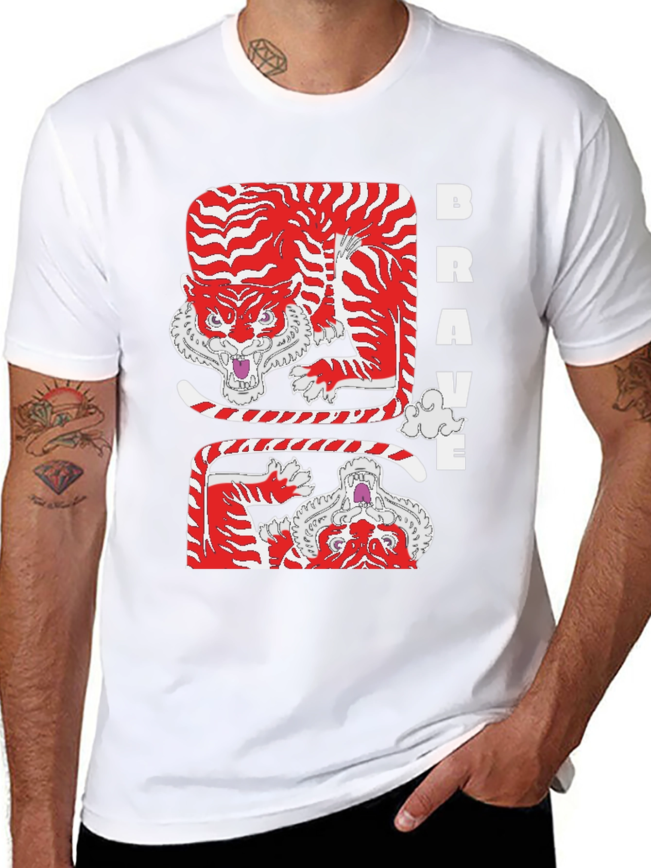Black Brave Tiger Graphic Tee view 8