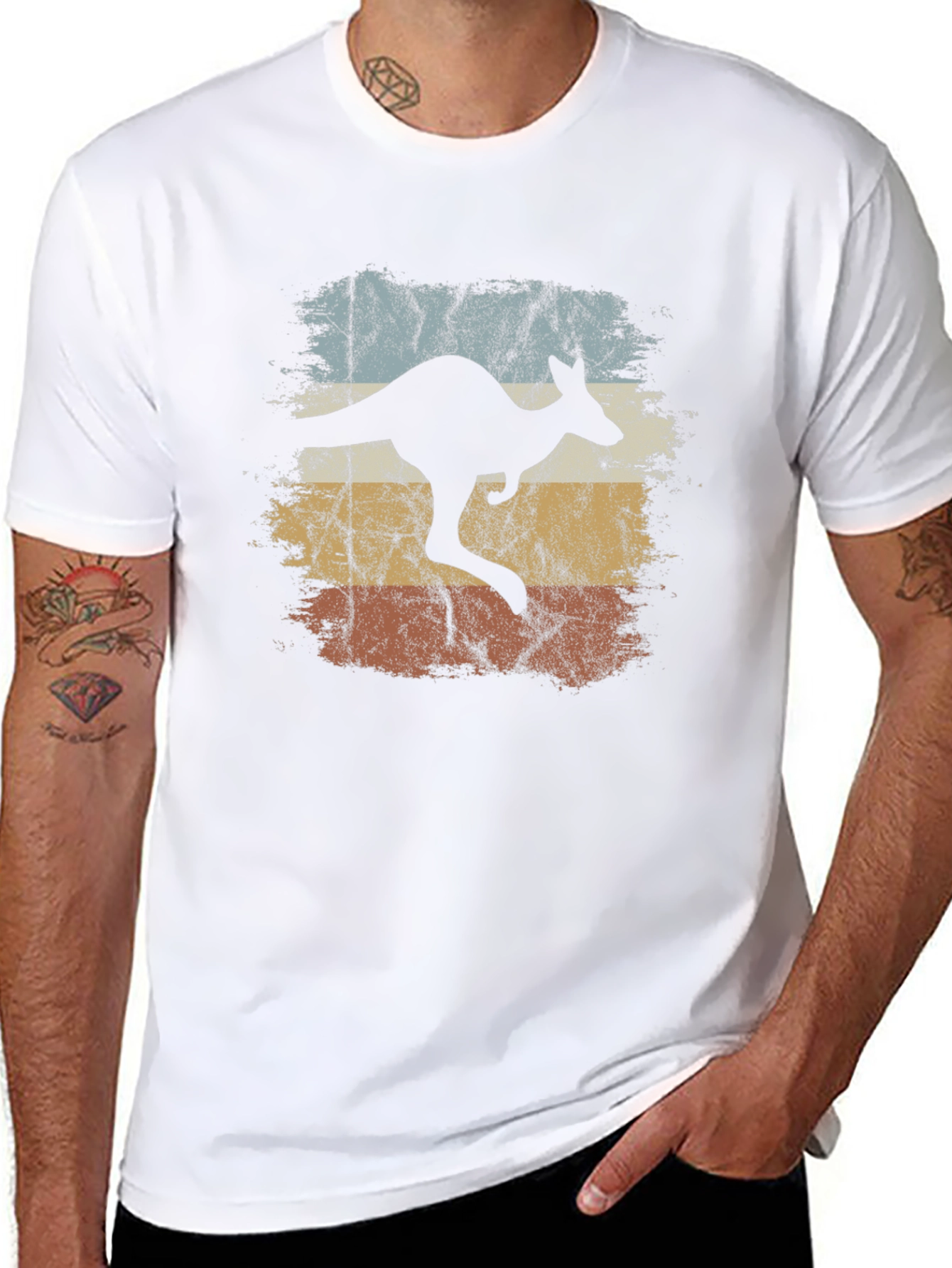 Black Retro Kangaroo Graphic T-Shirt - Vintage Style Tee view 8