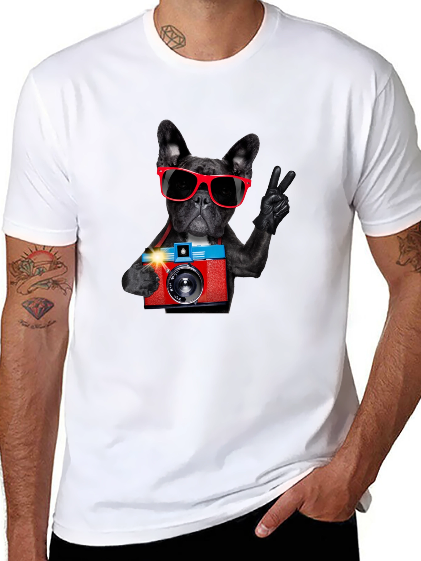 Black Dog Photographer Graphic T-Shirt view 8