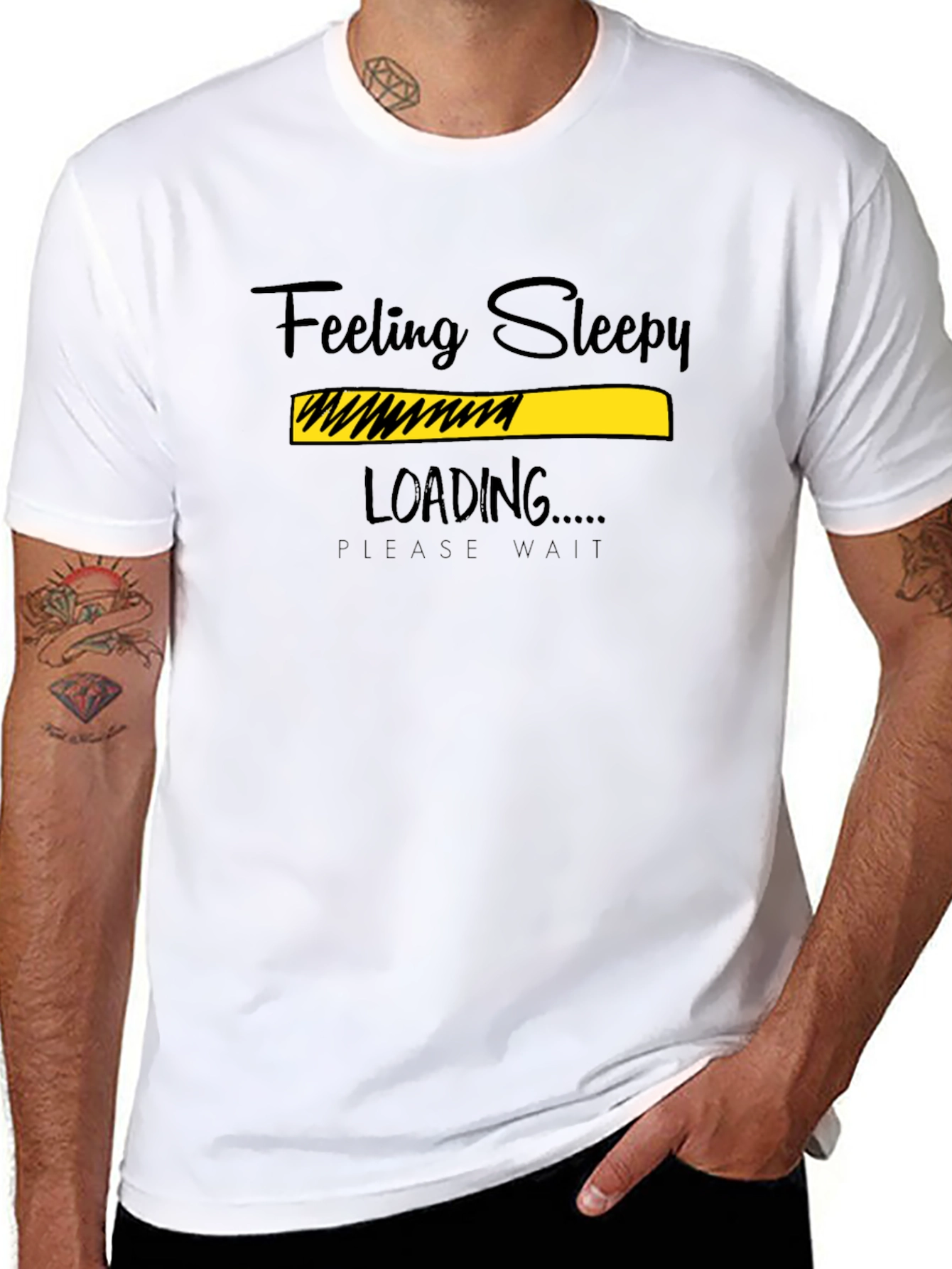 Black Feeling Sleepy Loading Graphic T-Shirt view 8