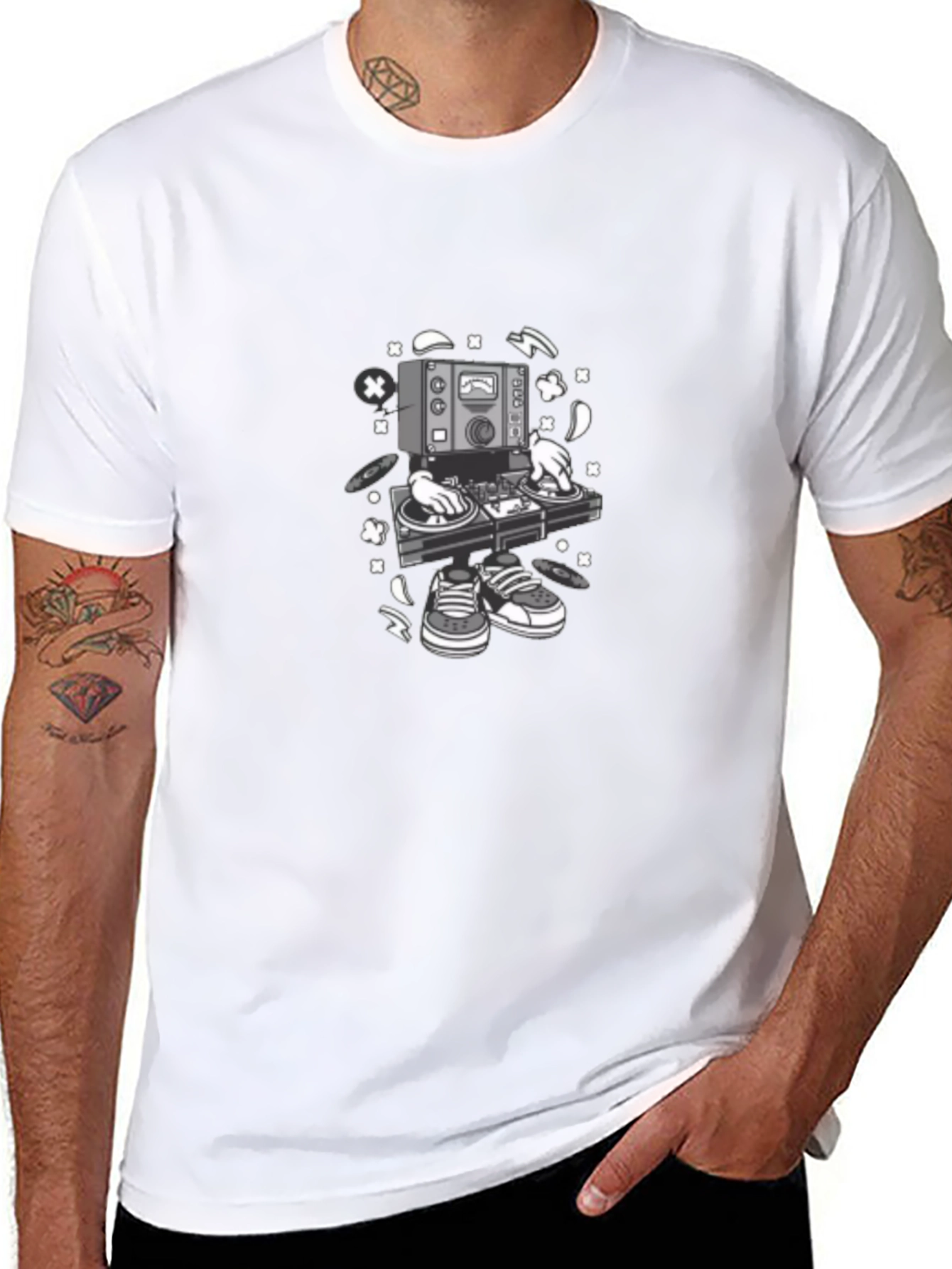 Black DJ Turntable Graphic T-Shirt - Black view 8