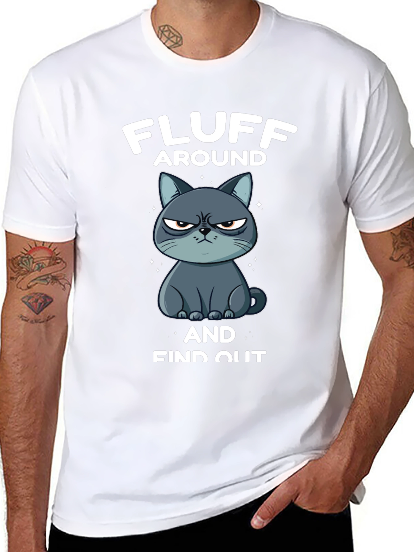 Black Fluff Around and Find Out Grumpy Cat T-Shirt view 8
