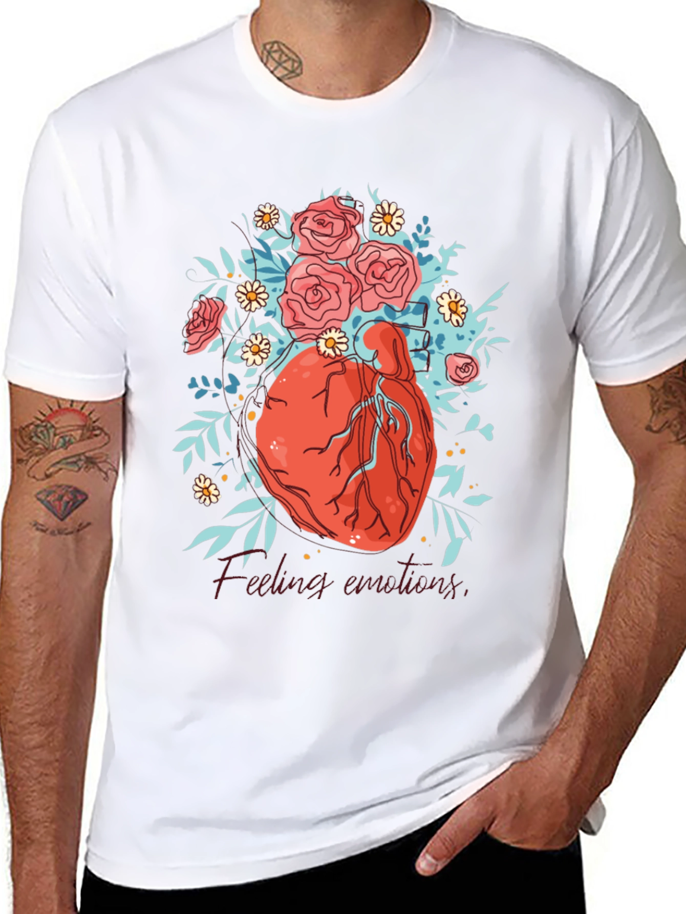Black Floral Heart Graphic Tee - Express Your Emotions! view 8
