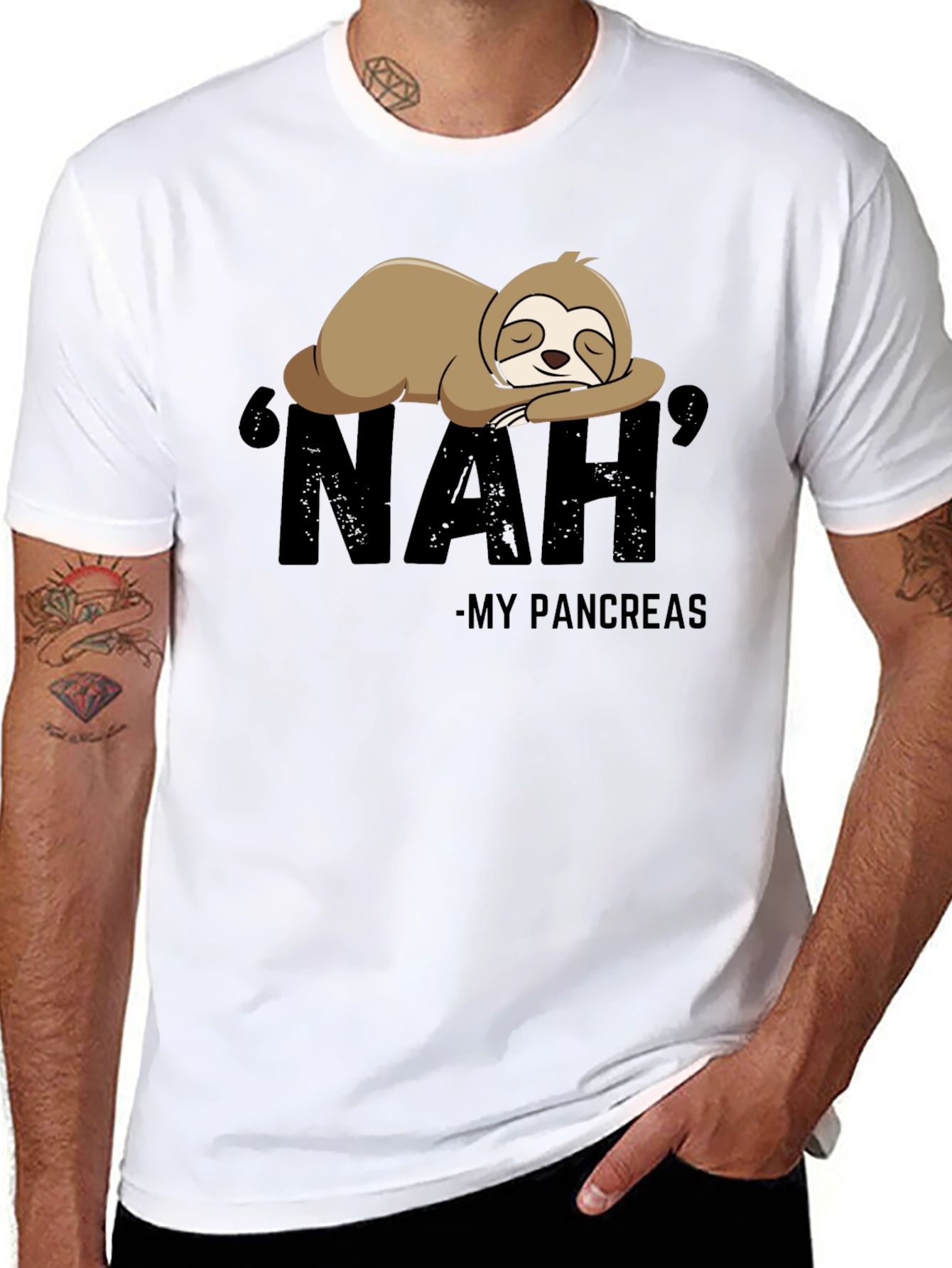 Black Nah, My Pancreas Sloth T-Shirt view 8
