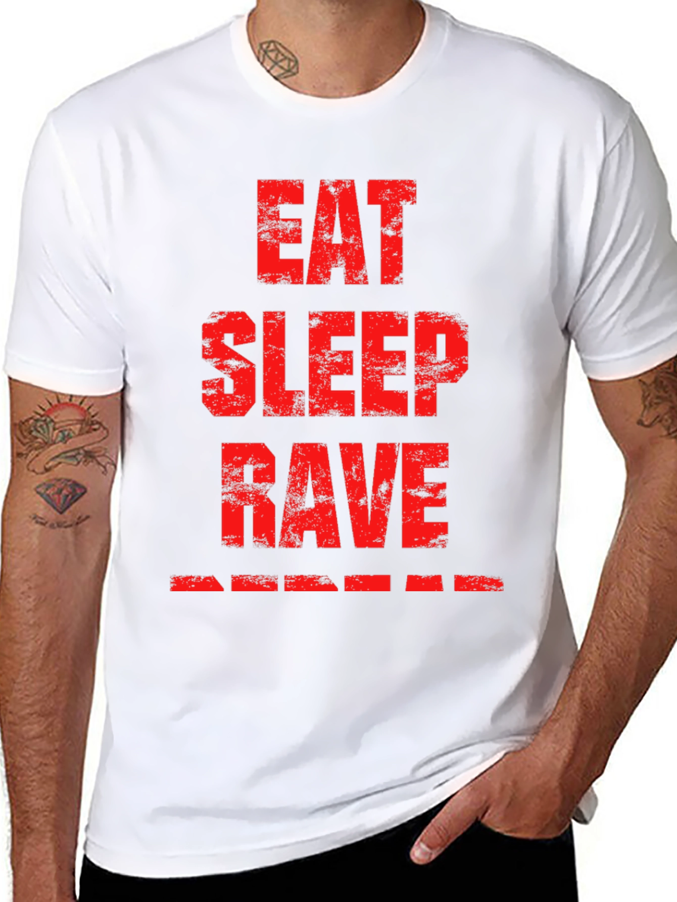 Black Eat Sleep Rave Black Graphic T-Shirt view 8