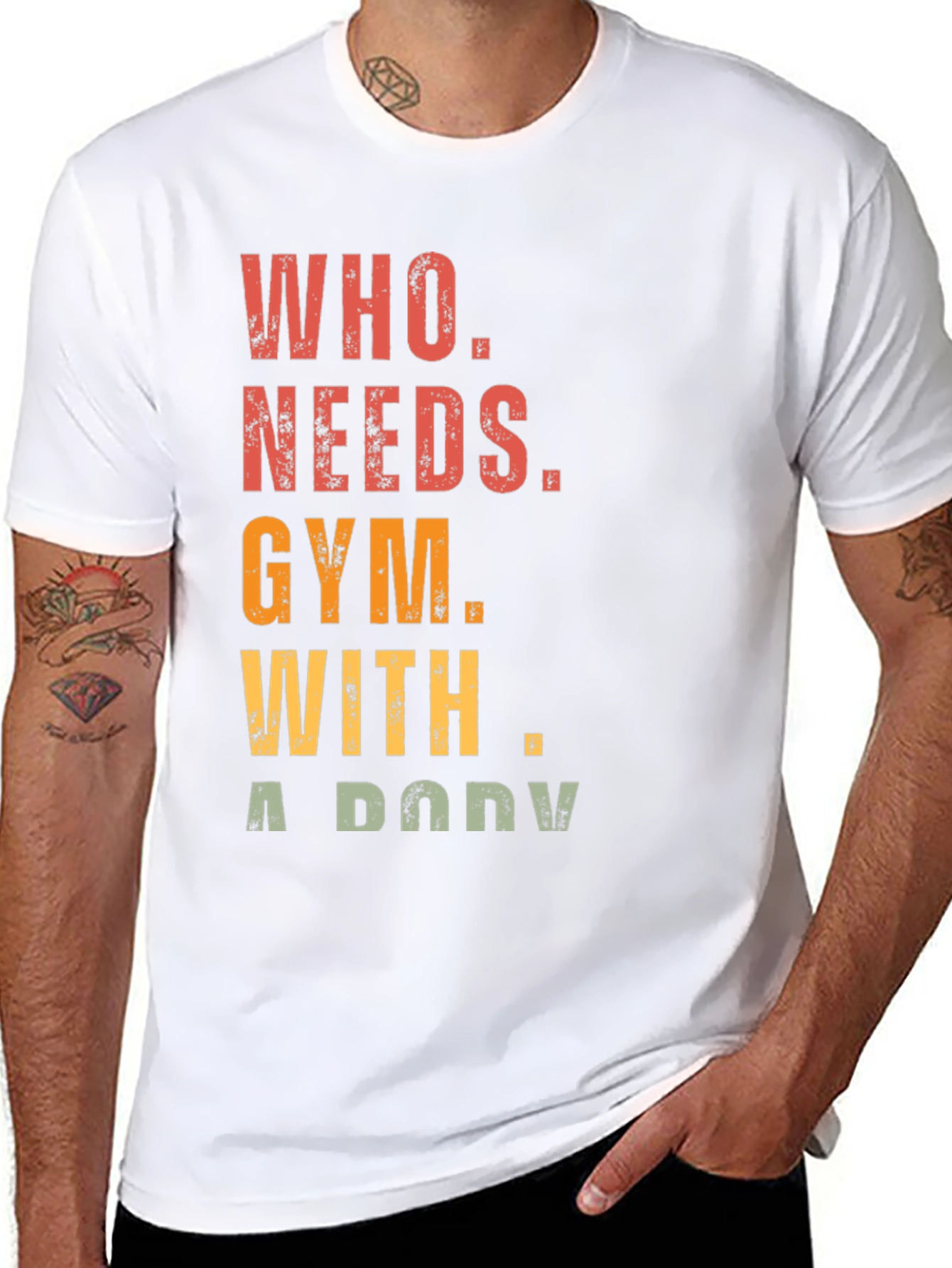 Black Who Needs Gym With A Body Graphic Tee view 8