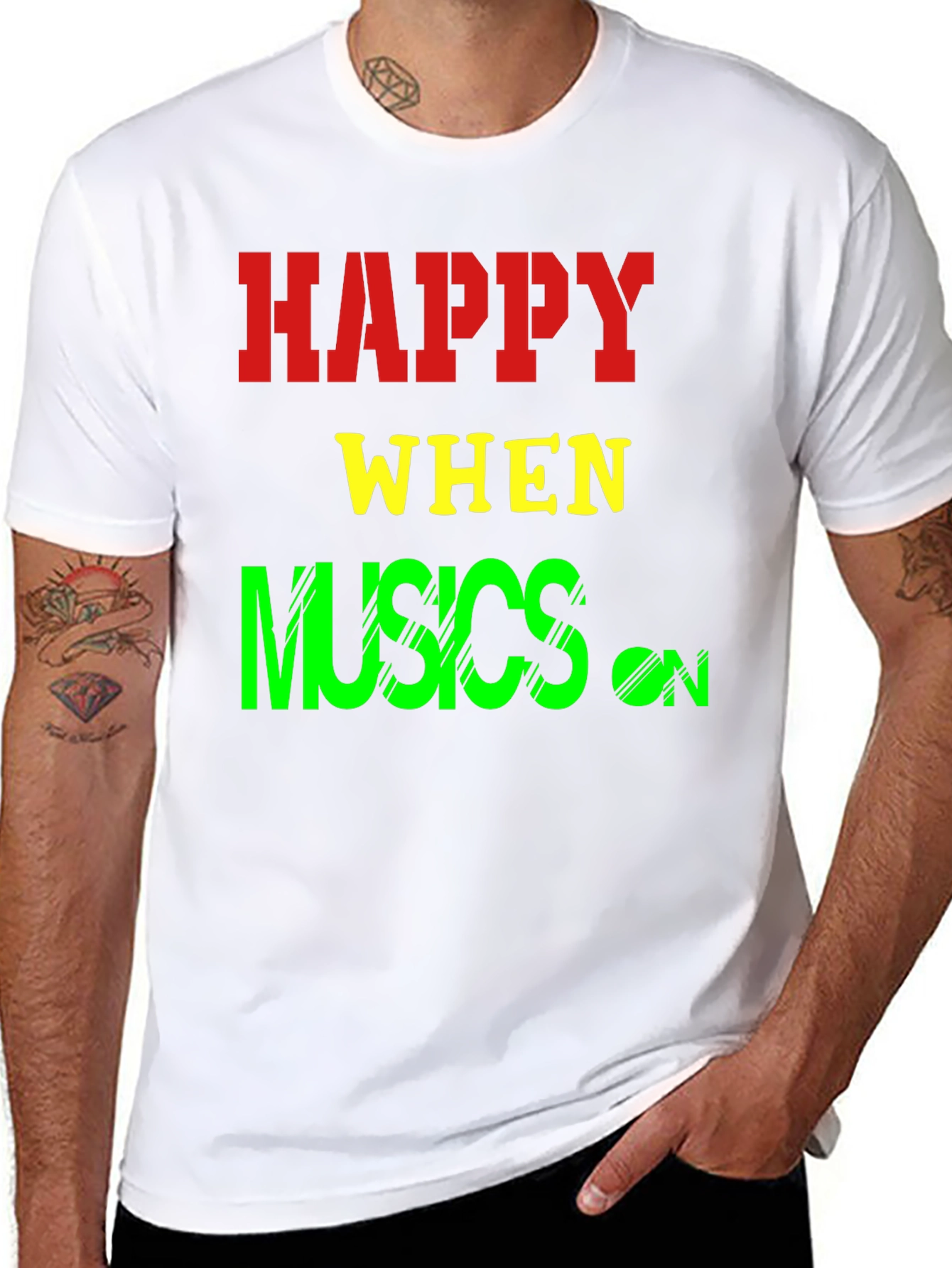 Black Happy When Musics On T-Shirt view 8