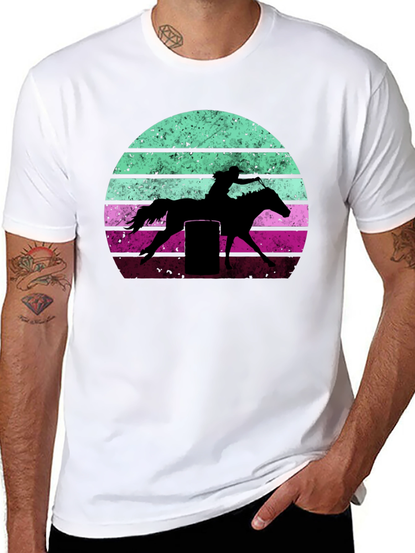 Black Retro Barrel Racing Graphic Tee view 8