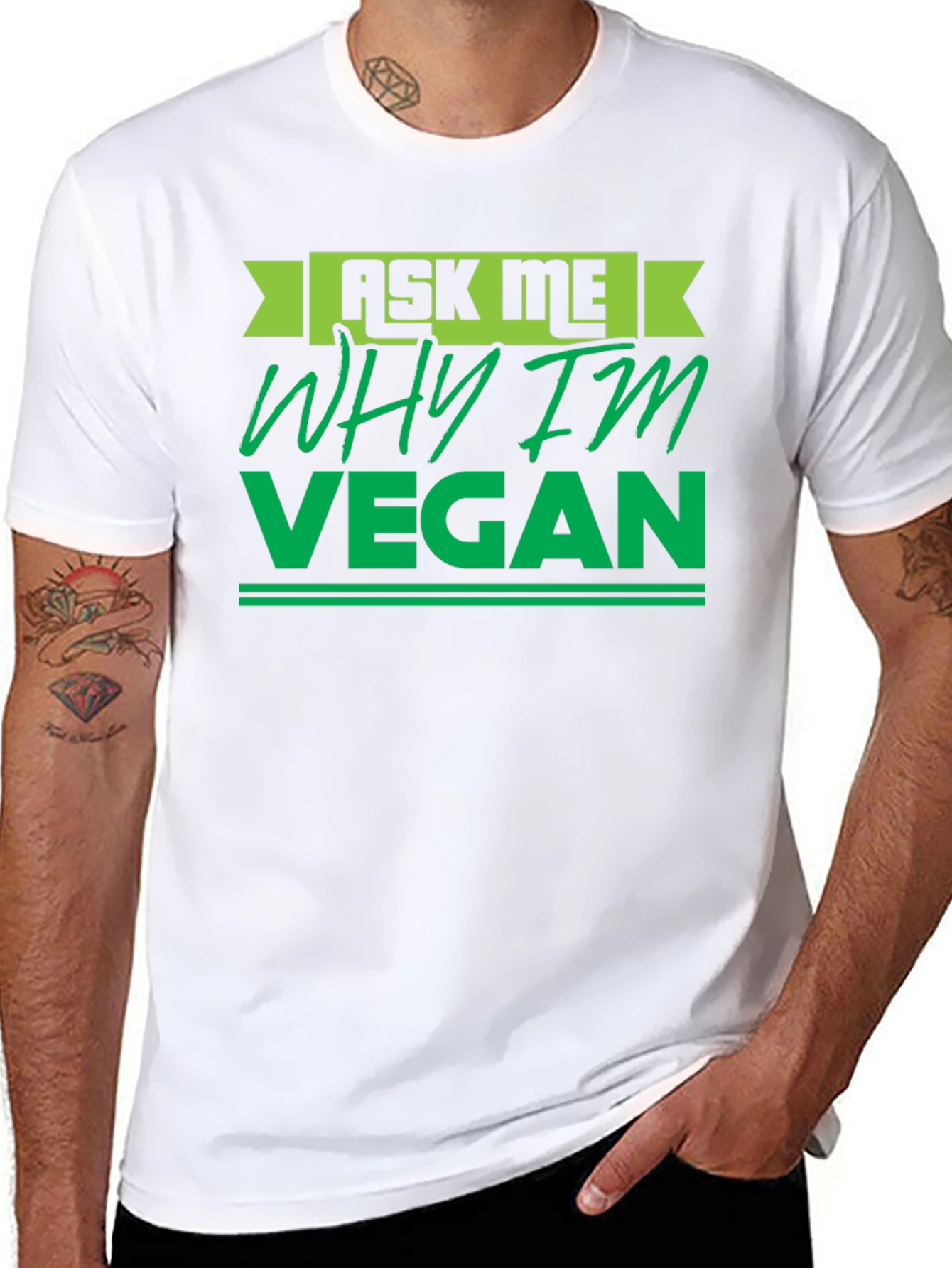Black Ask Me Why I'm Vegan T-Shirt view 8