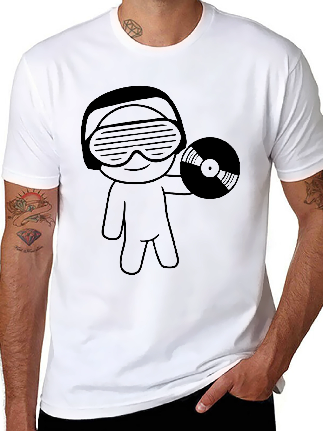 Black DJ Record Graphic Black T-Shirt view 8