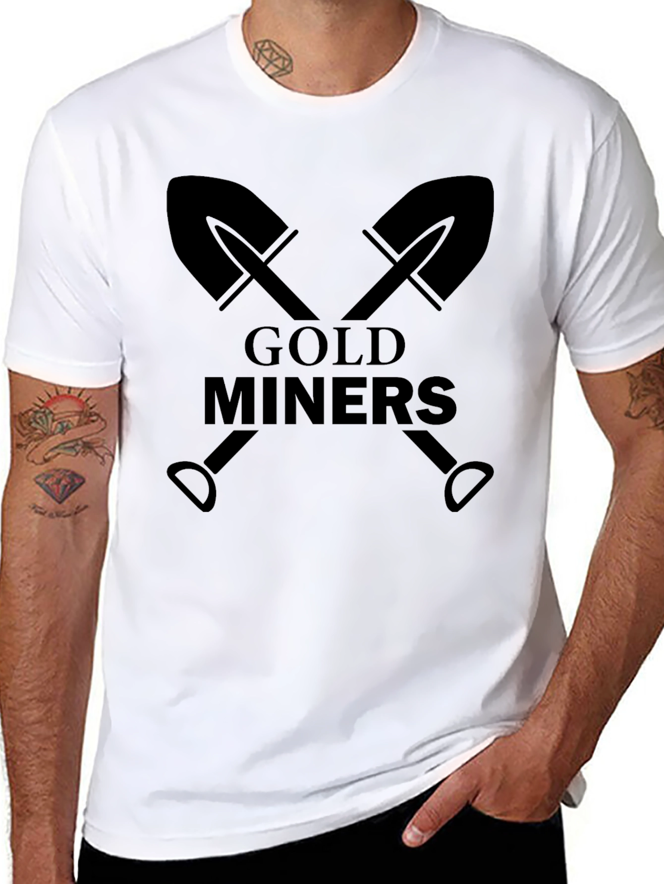 Black Gold Miners Crossed Shovels Graphic T-Shirt view 8