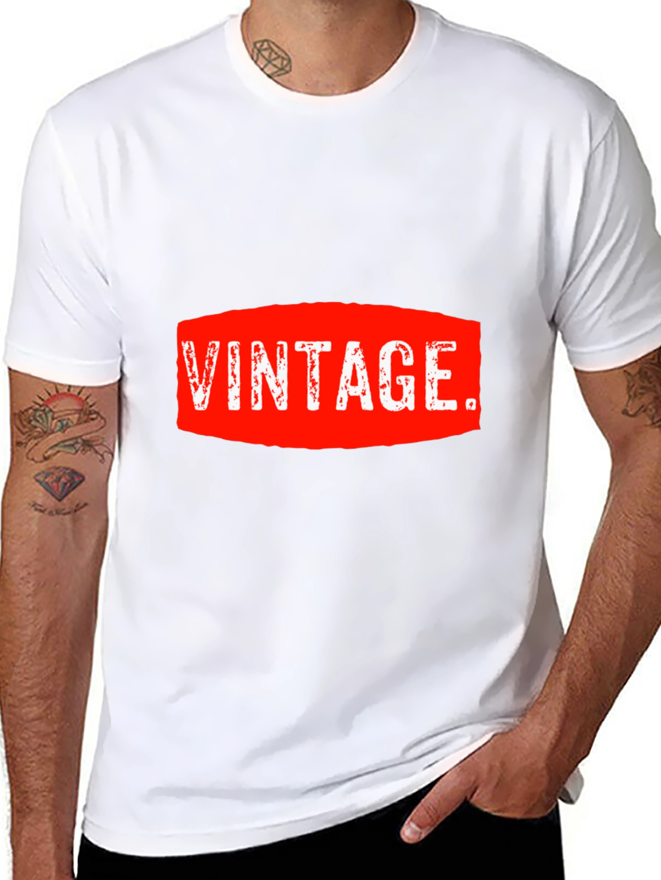 Black Vintage Graphic Tee - Red and White on Black view 8