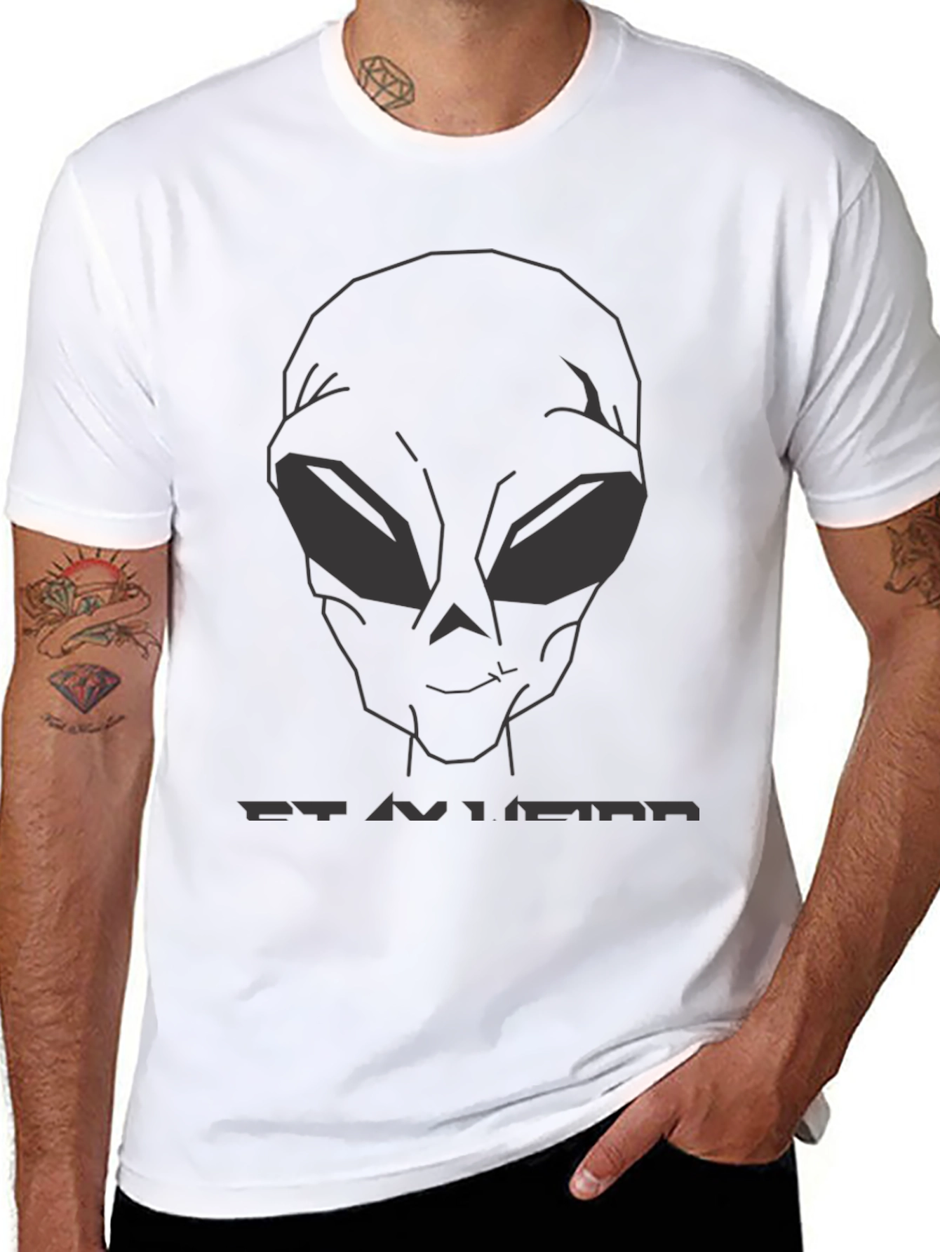 Black Stay Weird Alien T-Shirt - Black Graphic Tee view 8