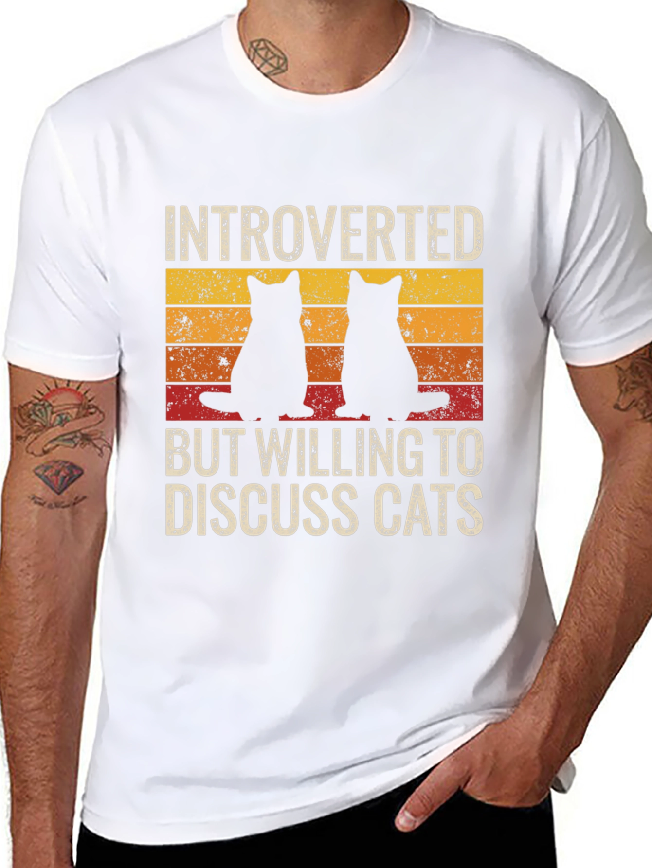 Black Introverted Cat Lover T-Shirt - Novelty Design view 8
