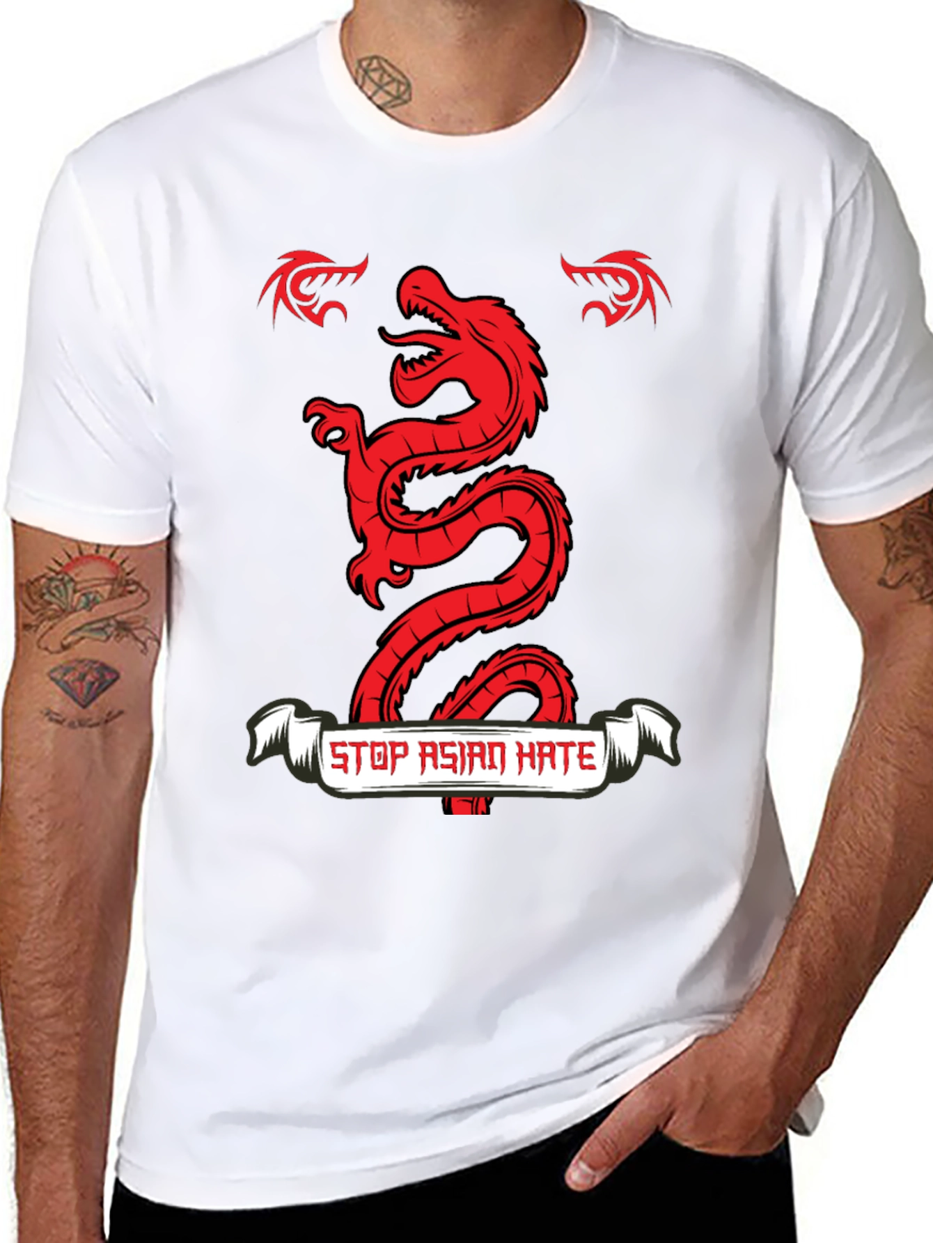 Black Stop Asian Hate Dragon Graphic Tee view 8