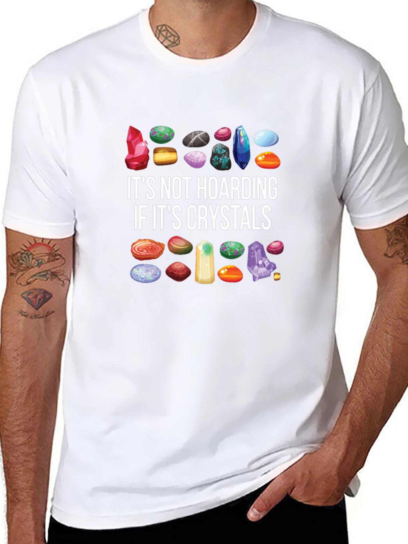 Black Crystal Hoarding T-Shirt - Gem Collector Tee view 8