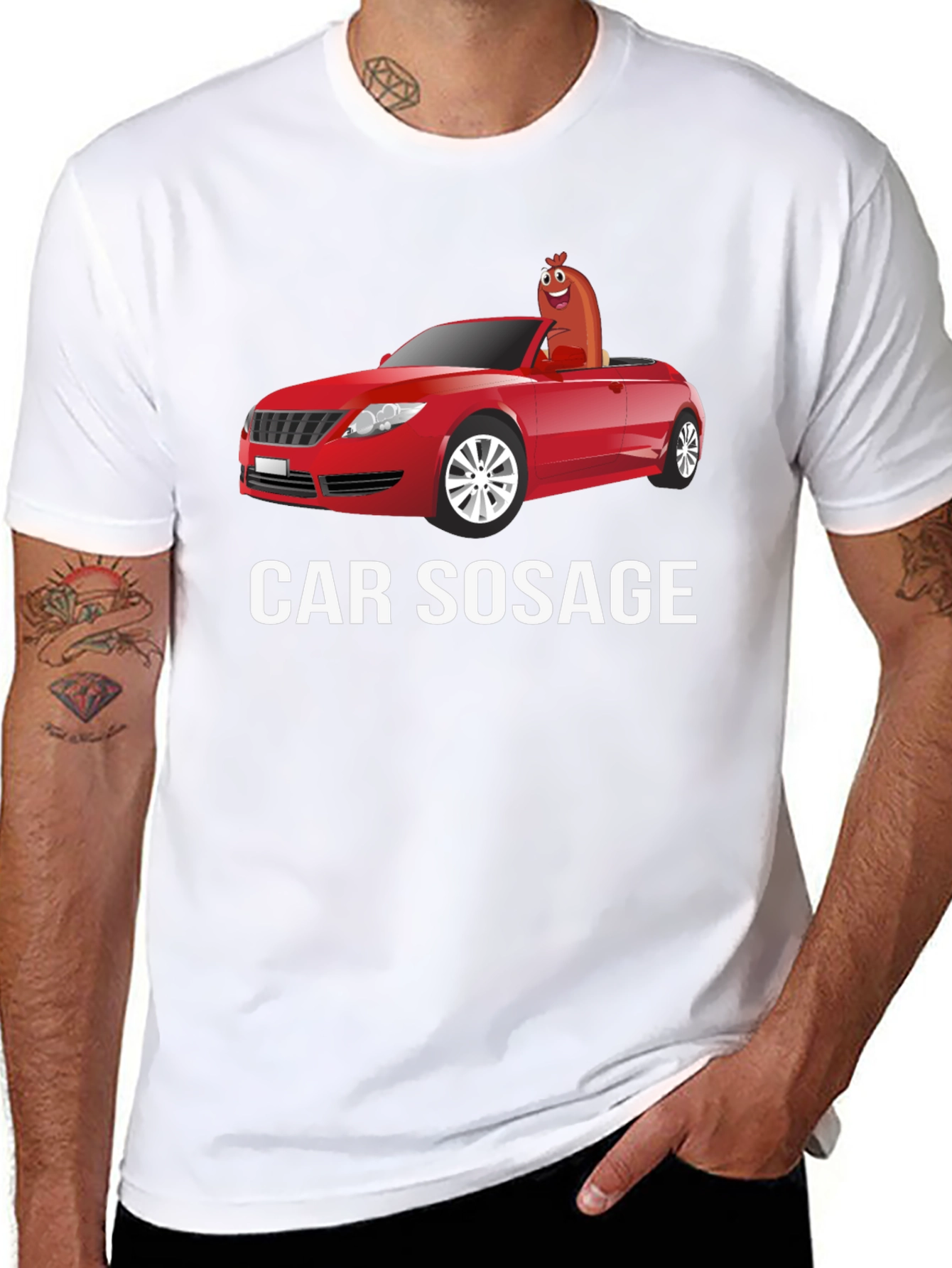 Black Car Sausage T-Shirt - Funny Graphic Tee view 8