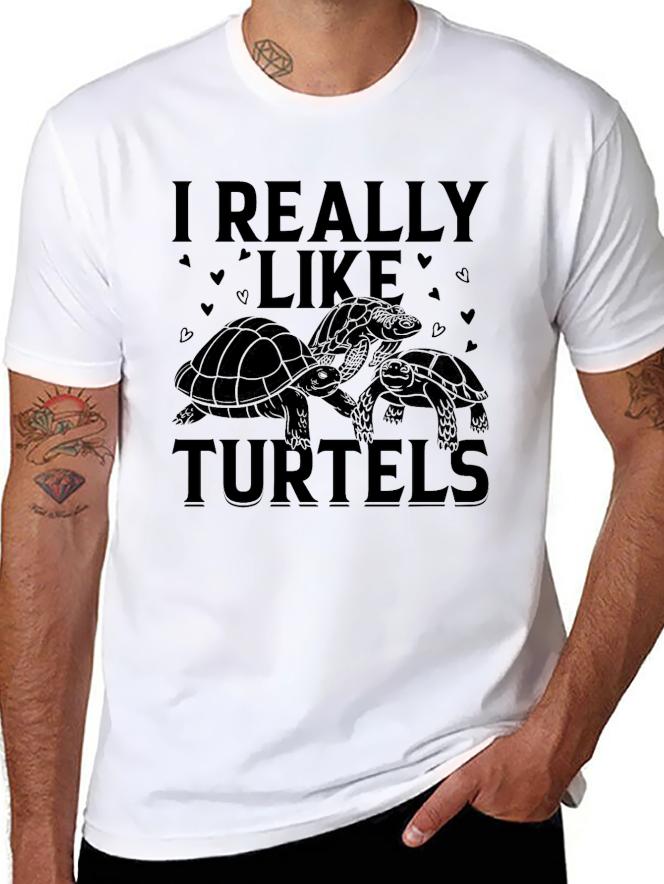 Black I Really Like Turtels T-Shirt - Funny Turtle Lover Tee view 8