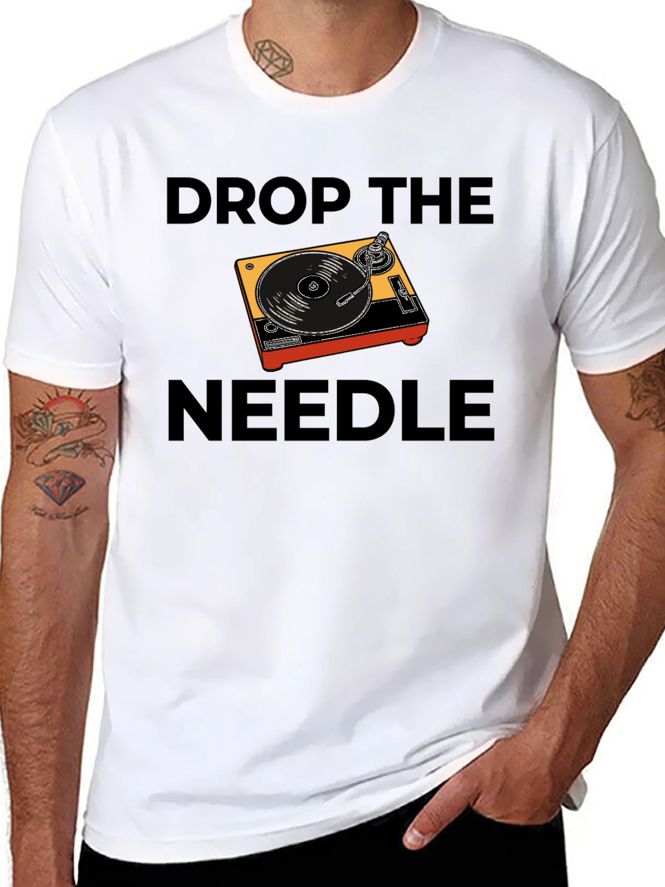 Black Drop the Needle Turntable Graphic T-Shirt view 8