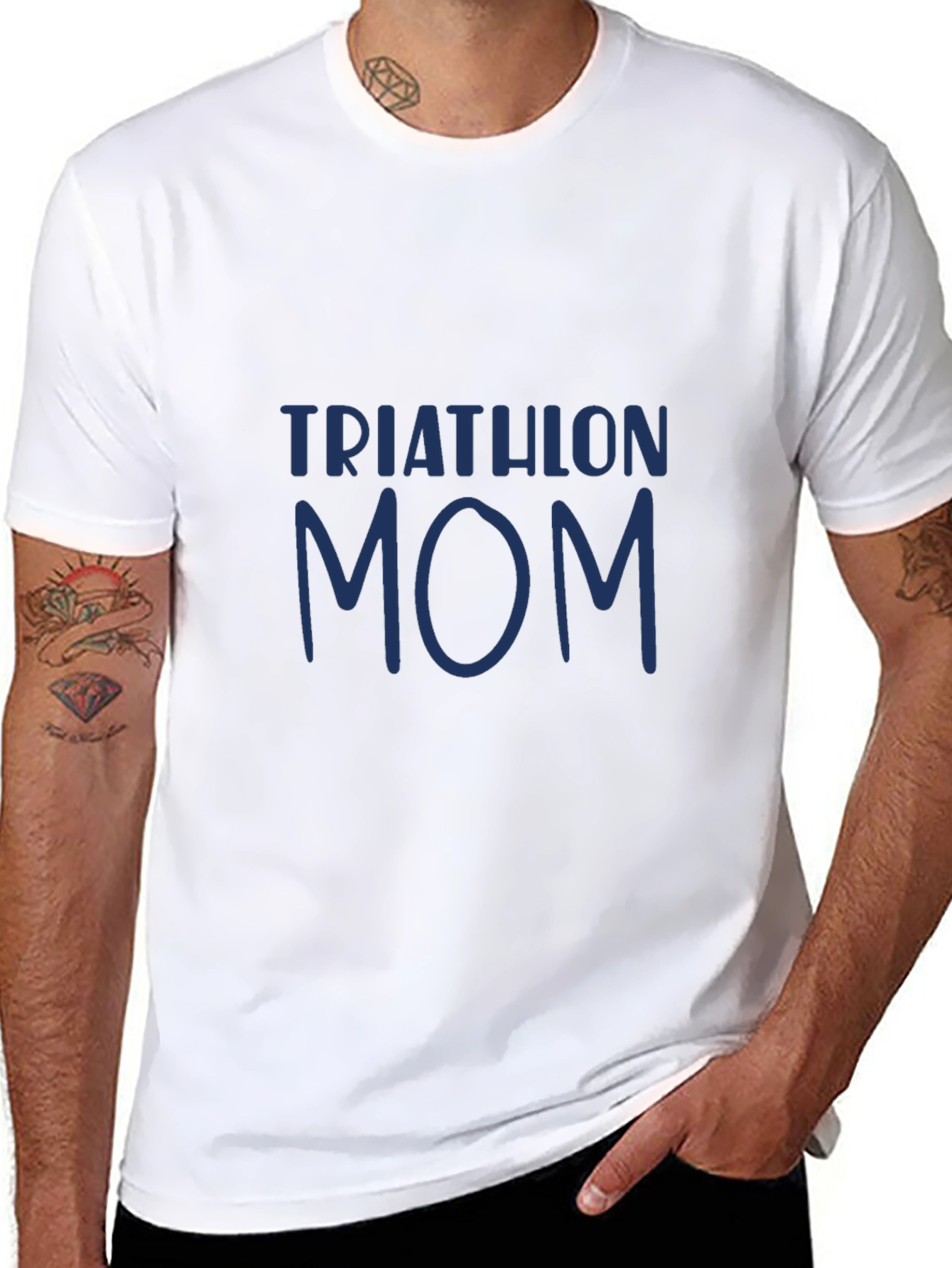 Black Triathlon Mom T-Shirt - Black Cotton Tee view 8