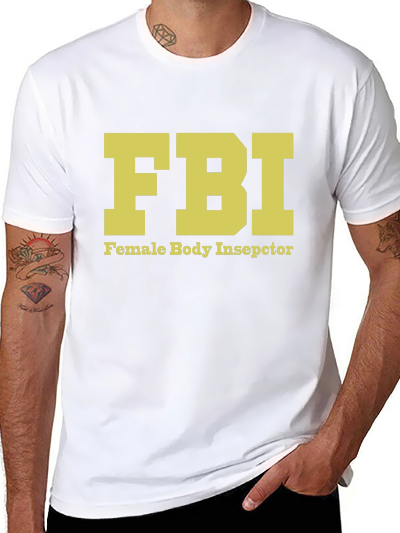 Black FBI Female Body Inspector Novelty T-Shirt view 8