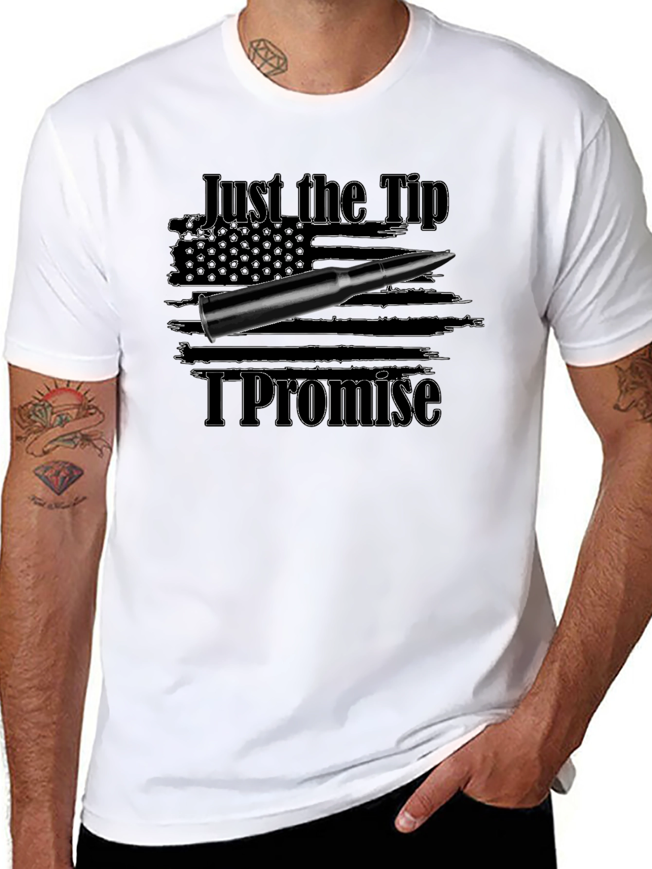 Black Just the Tip I Promise Funny Graphic Tee view 8