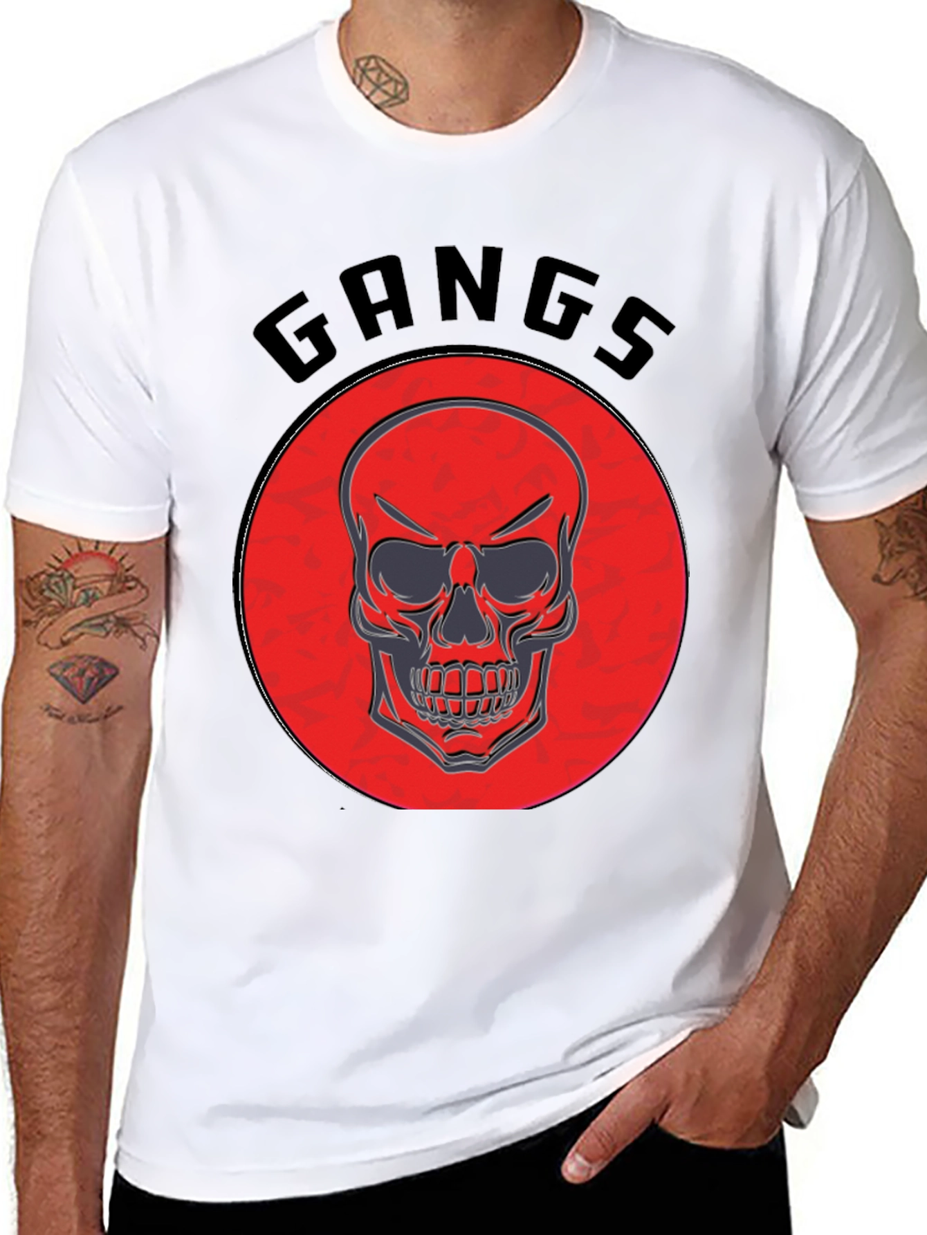 Black Gangs Skull Graphic T-Shirt view 8