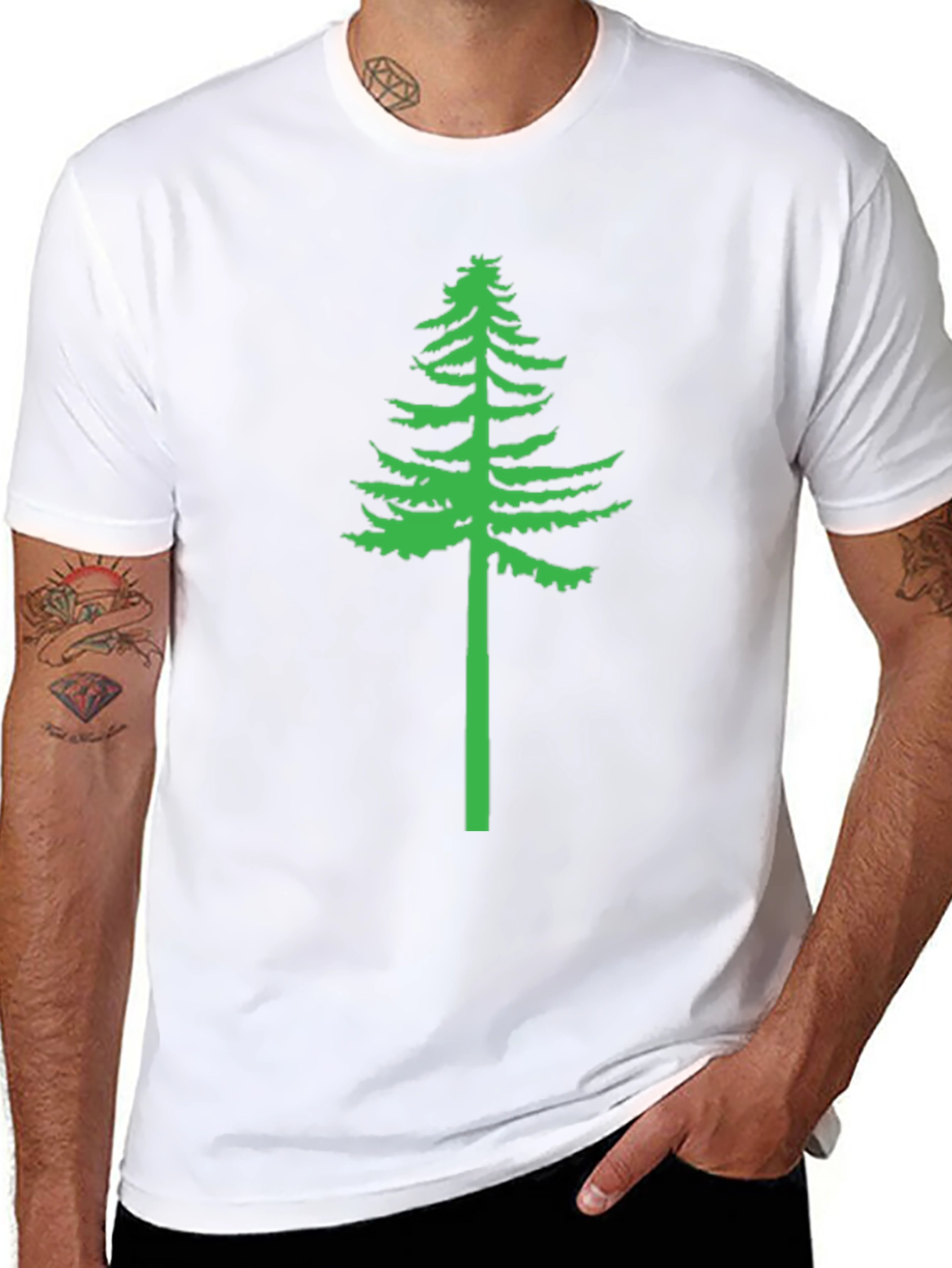 Black Green Tree Graphic Black T-Shirt view 8