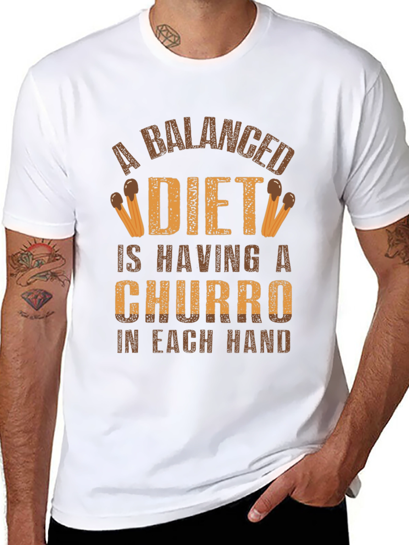Black Balanced Diet Churro T-Shirt - Funny Foodie Tee view 8