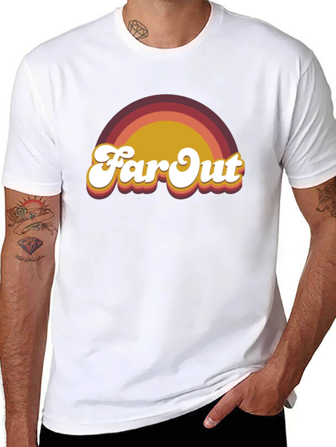 Black Retro "Far Out" Graphic T-Shirt view 8