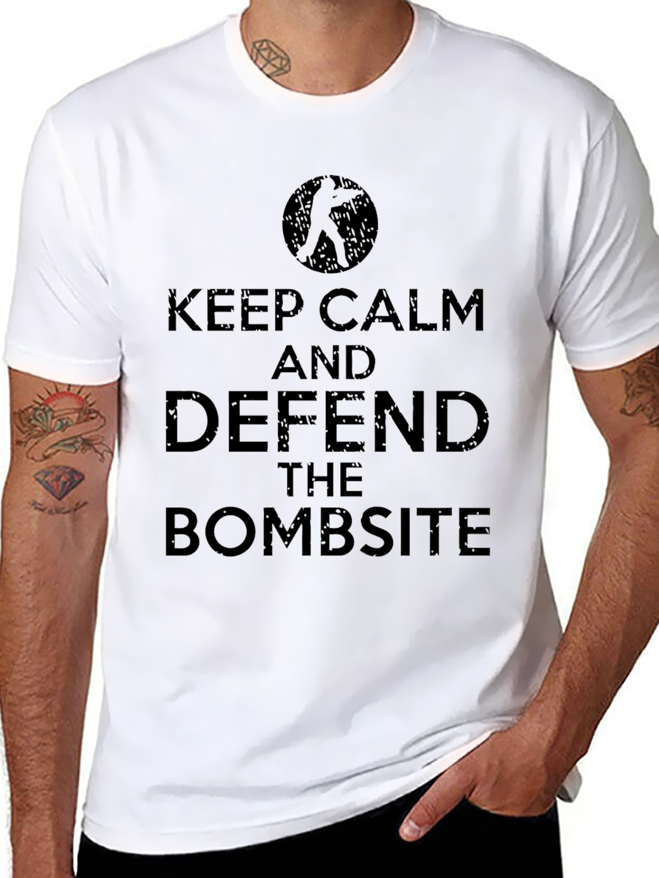Black Keep Calm & Defend Bombsite - Men's Black Graphic Tee view 8