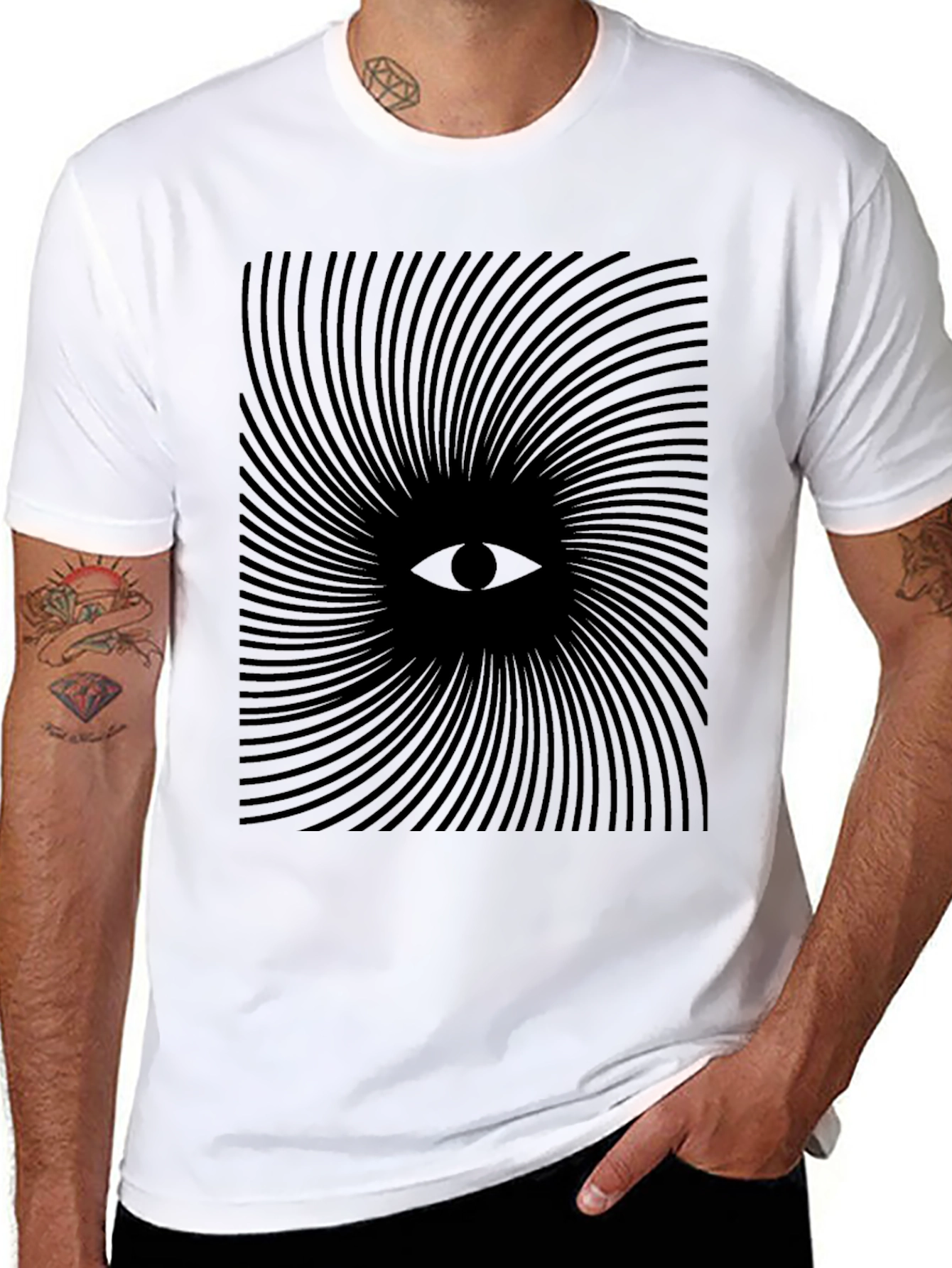 Black Hypnotic Eye Spiral Black T-Shirt view 8