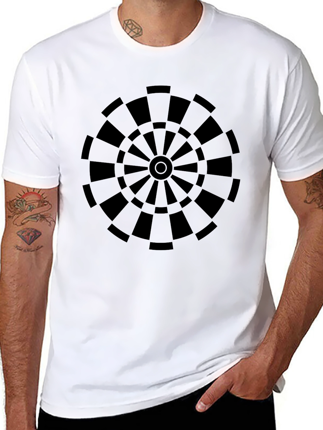 Black Darts Target Graphic Tee - Black Cotton T-Shirt view 8
