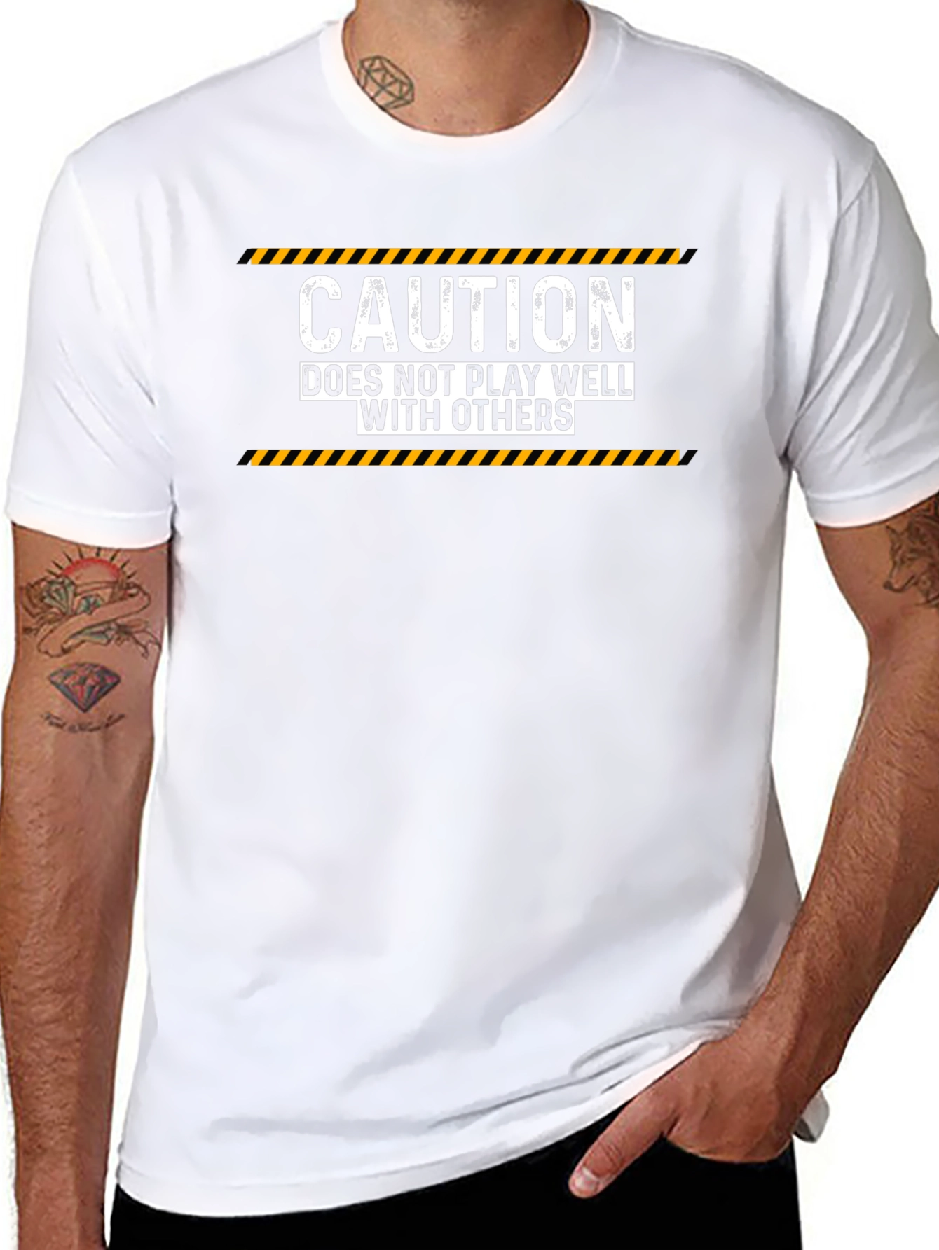 Black Caution Doesn't Play Well T-Shirt view 8