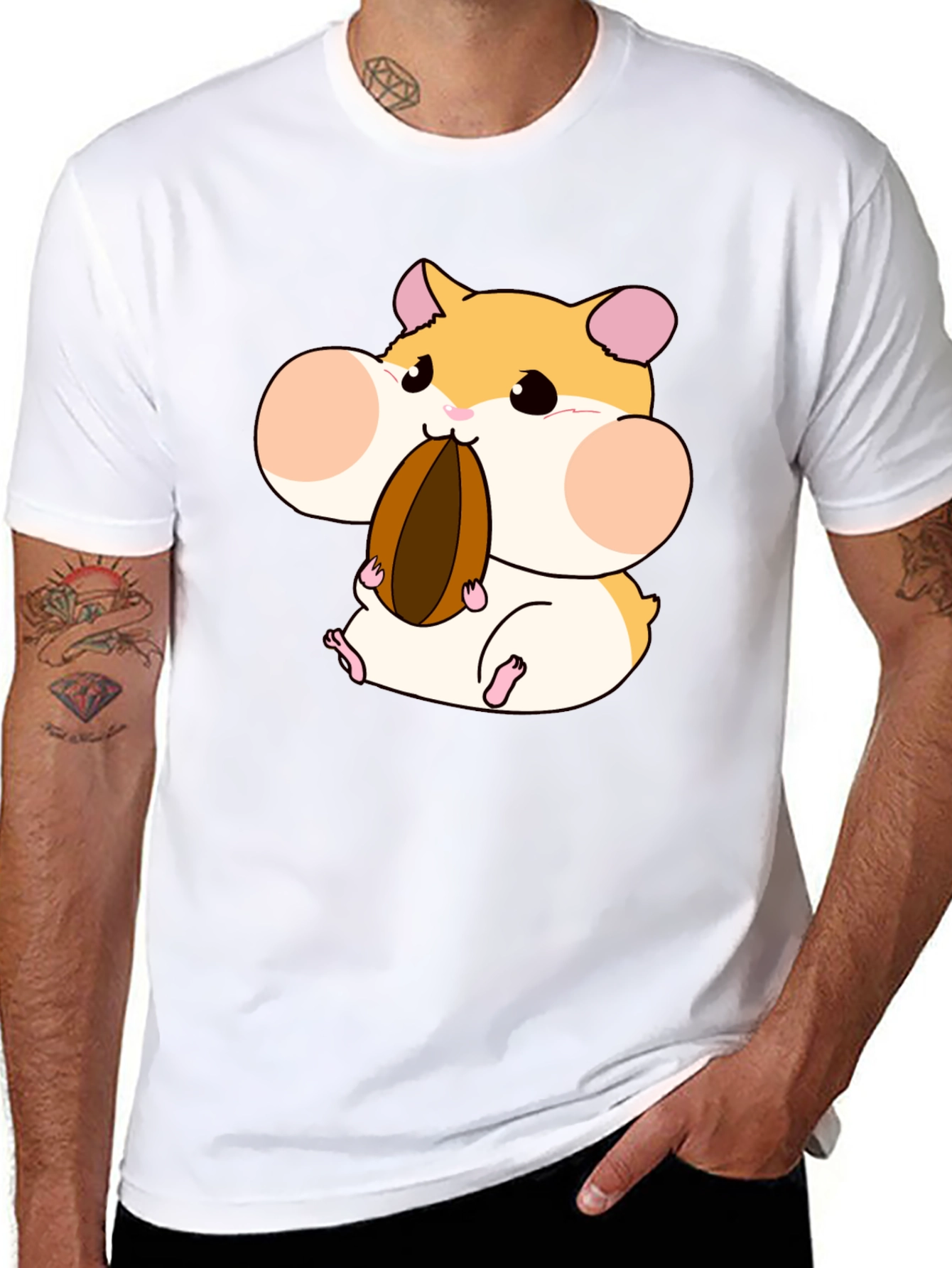 Black Hamster Lover T-Shirt - Cartoon Hamster Graphic Tee view 8