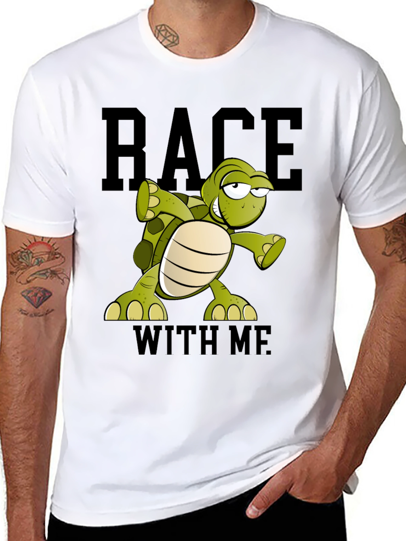 Black Funny Turtle Race T-Shirt - Black view 8