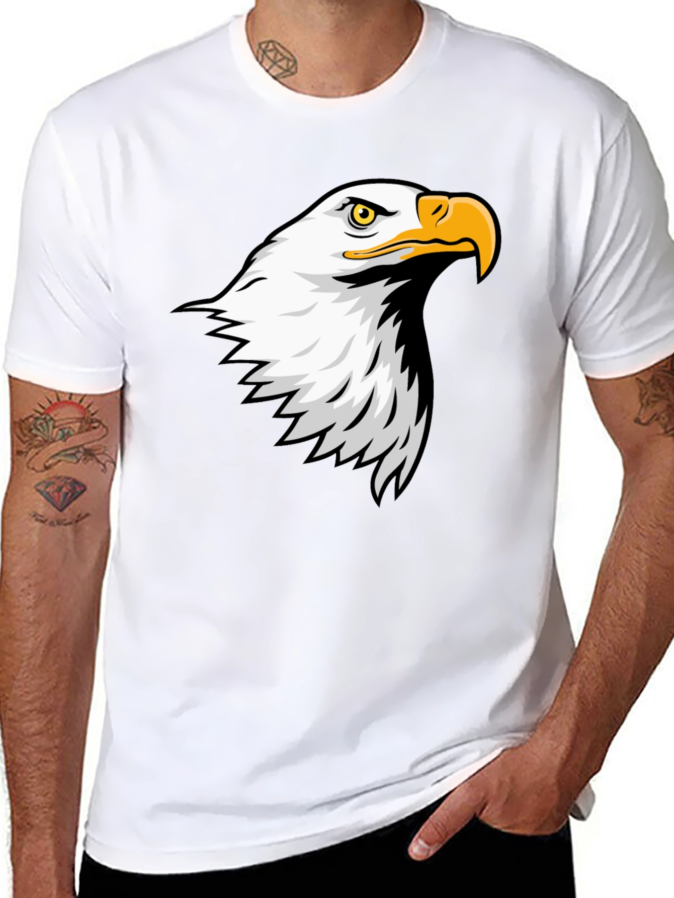 Black Eagle Graphic Tee - Men's Black Cotton T-Shirt view 8