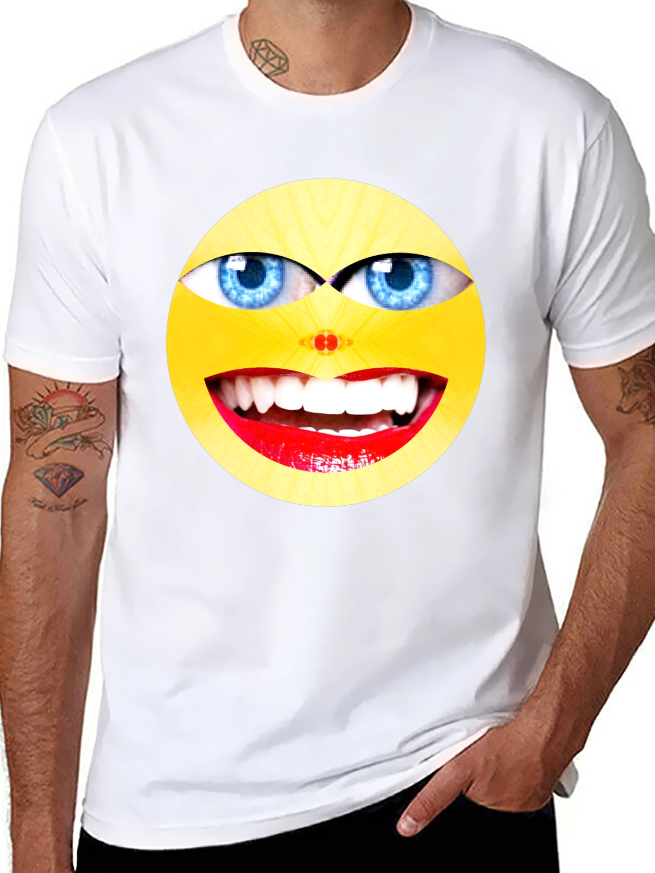 Black Funny Emoji Graphic Black T-Shirt view 8