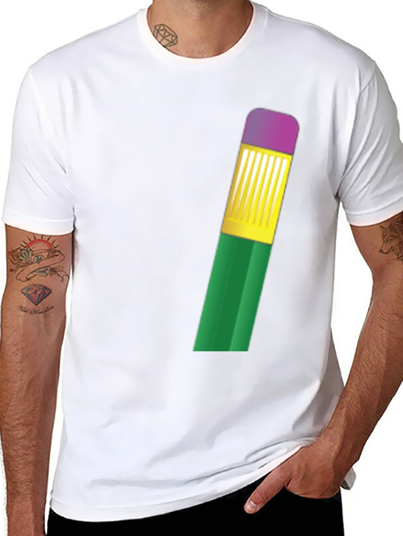 Black Novelty Pencil T-Shirt - Quirky Graphic Tee view 8