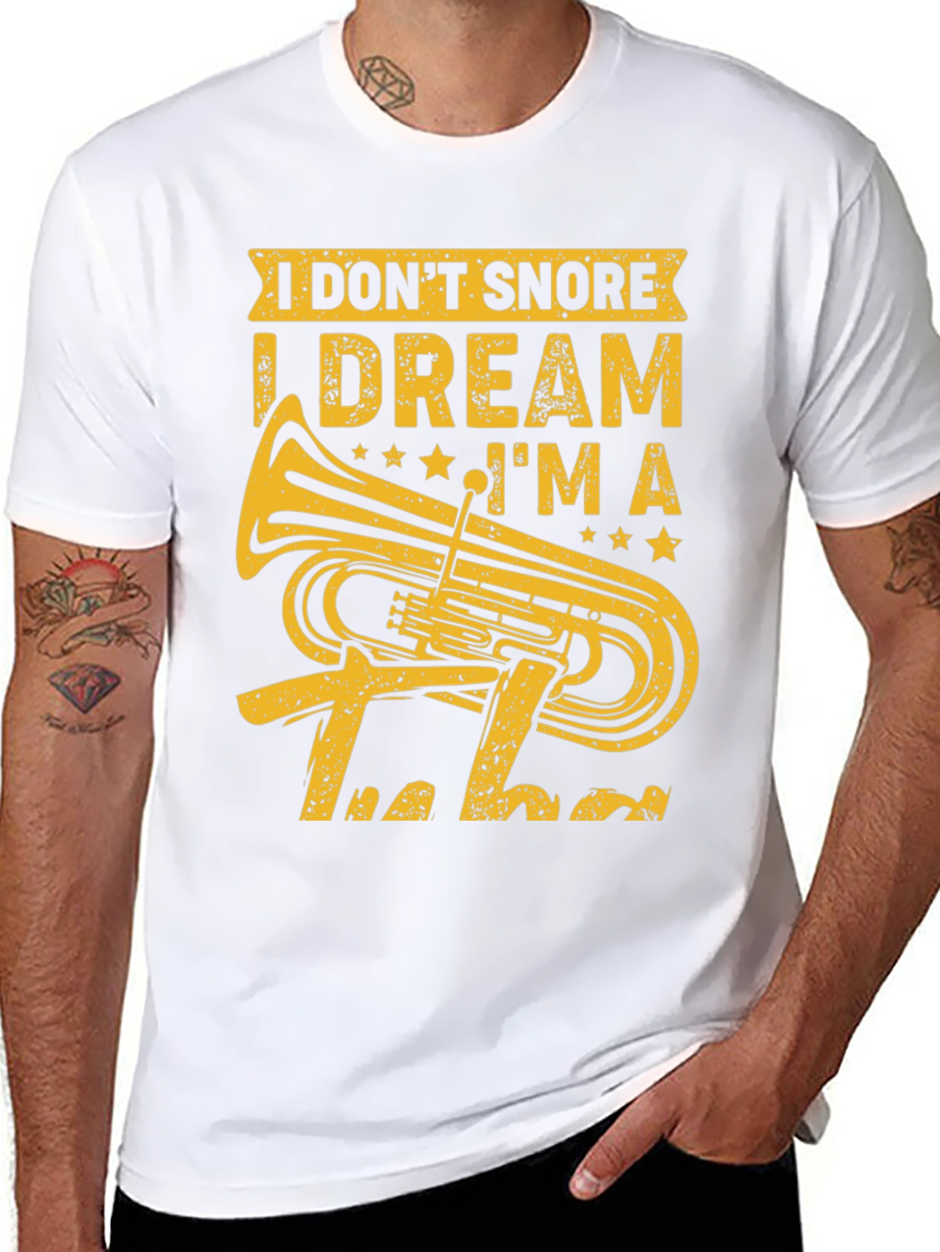 Black I Don't Snore I Dream I'm A Tuba T-Shirt view 8